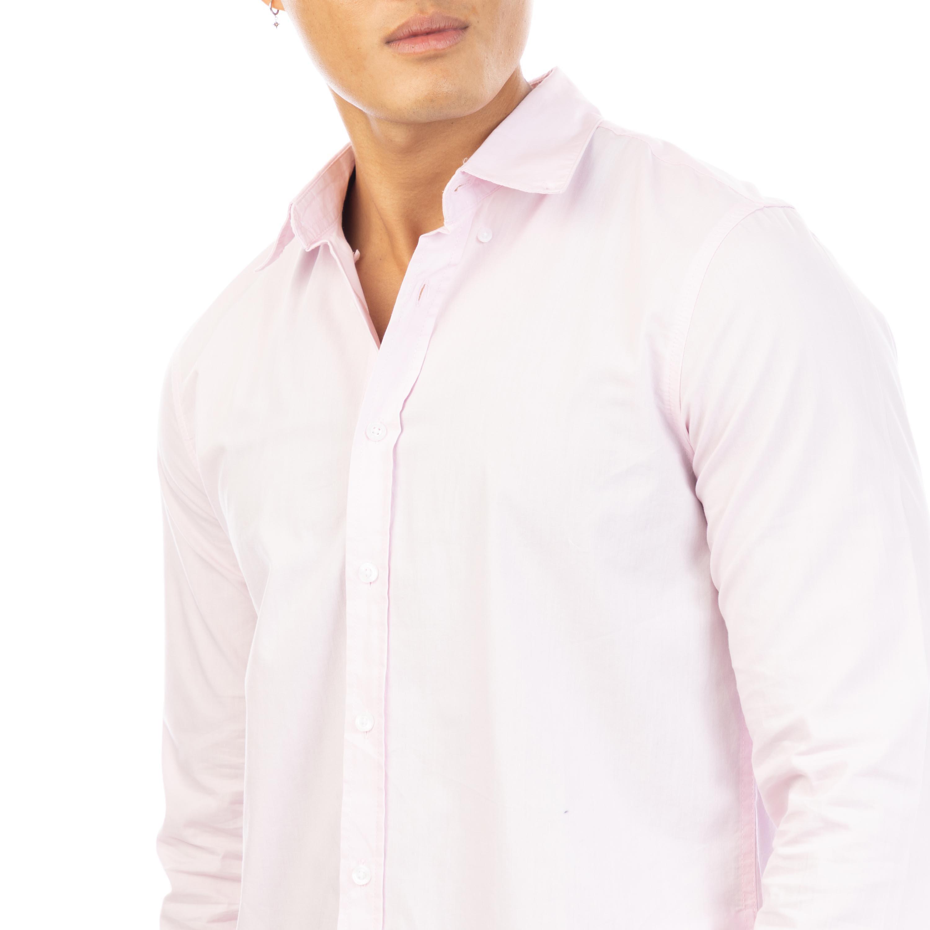 Pink - Peter Werth - Men's Long Sleeve Plain Shirt - 2