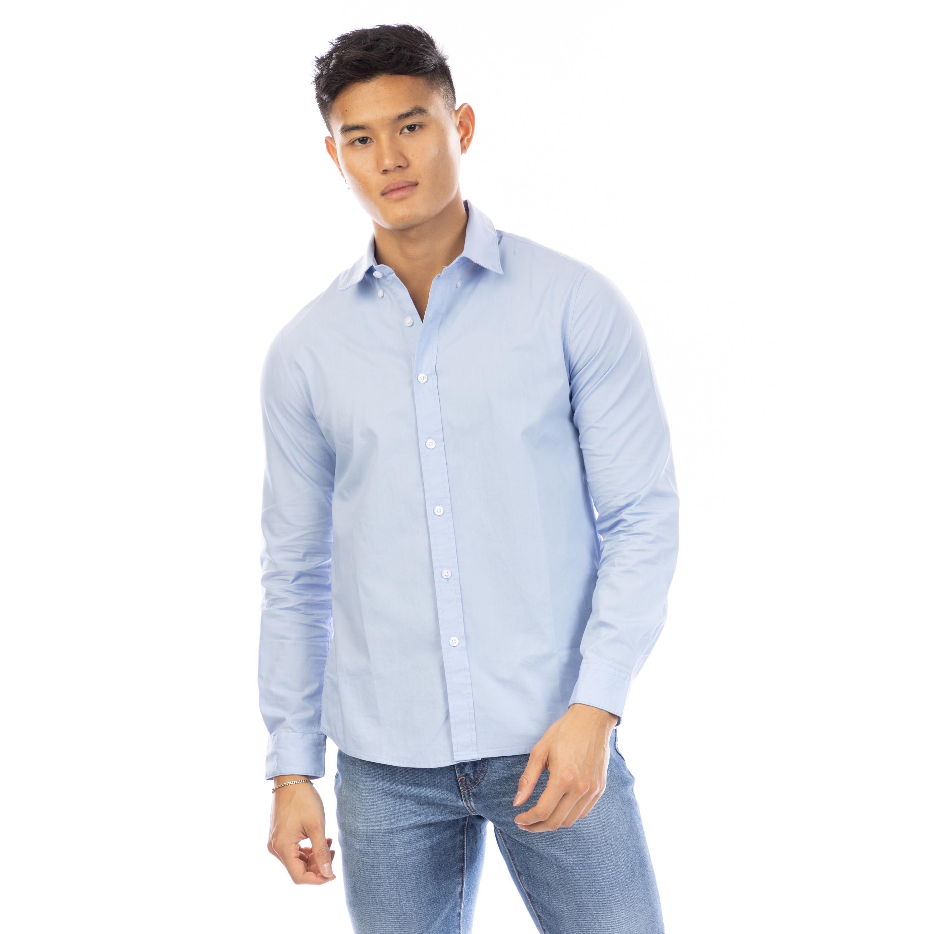 Light Blue - Peter Werth - Men's Long Sleeve Plain Shirt - 1