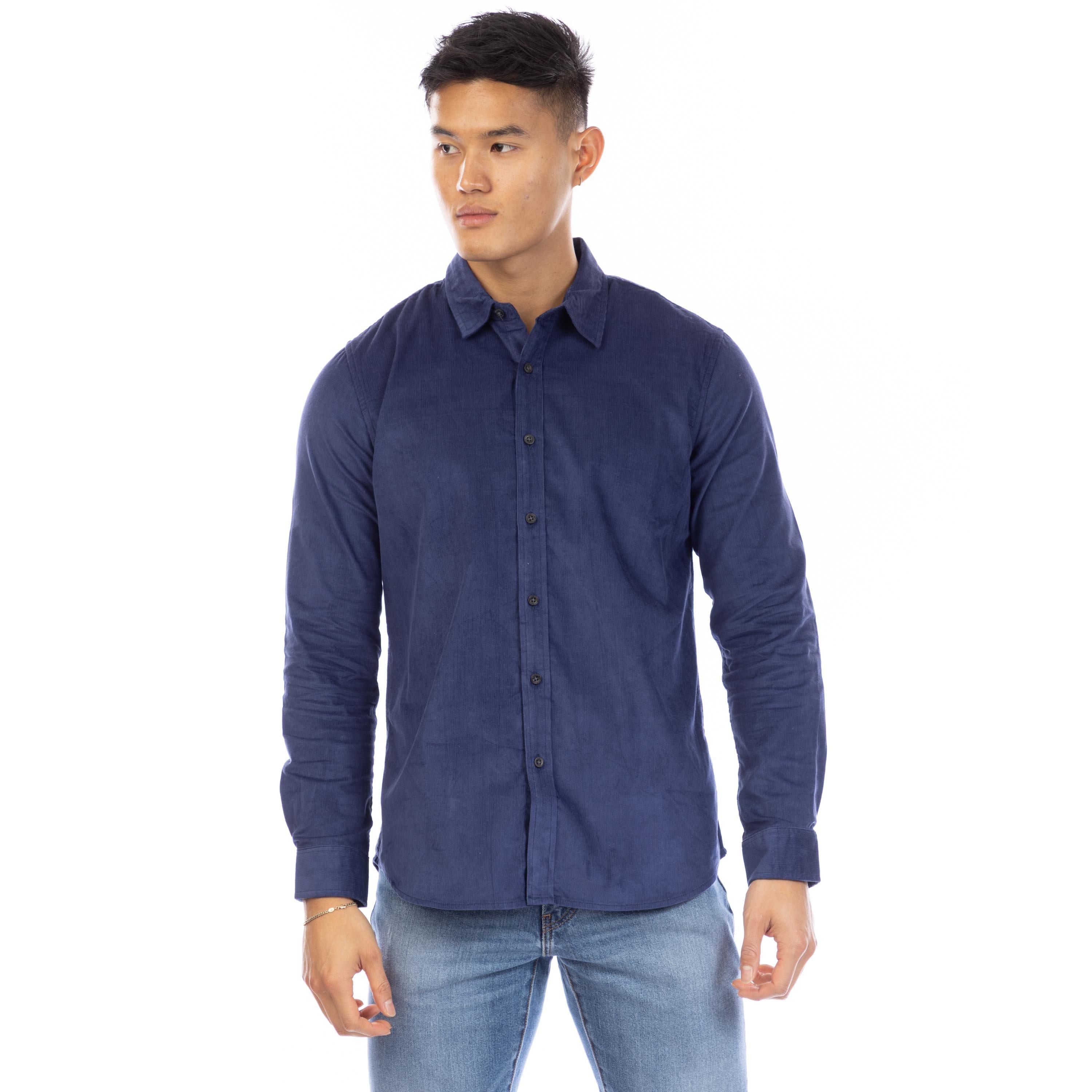Peter Werth Men's W Douglas Long Sleeve Shirt - Navy - Medium