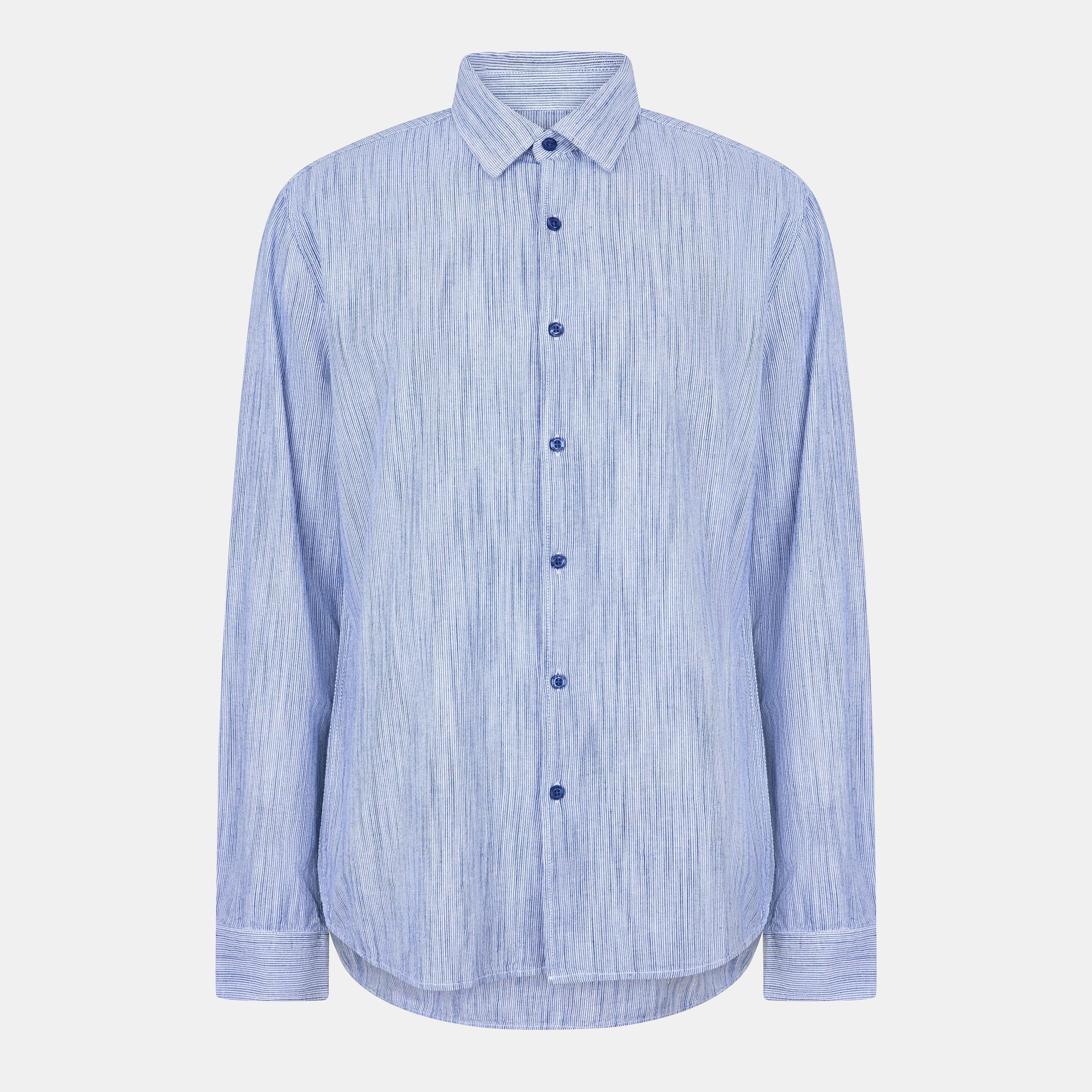 Blue - Peter Werth - Men's W Mallett Long Sleeve Plain Shirt - 1
