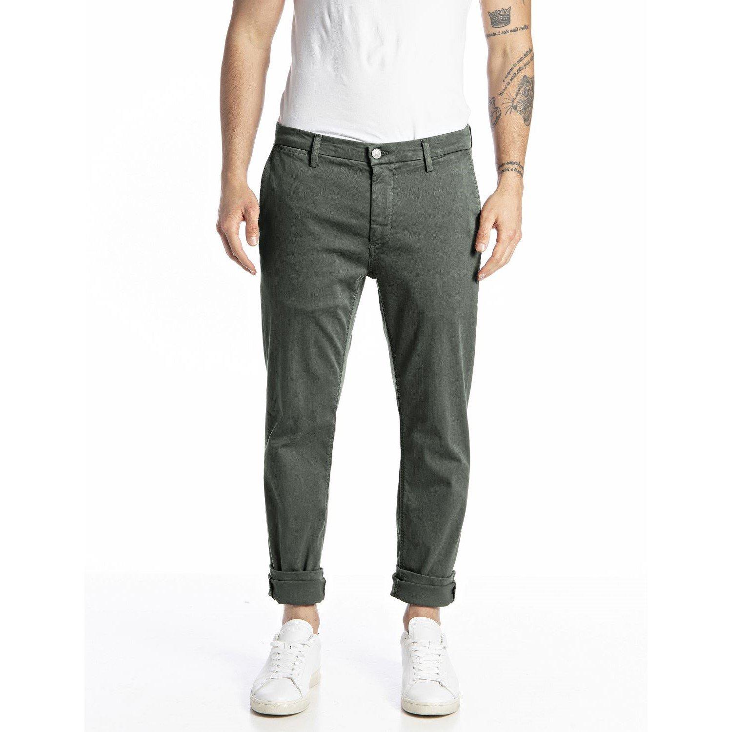 Replay Men's Hyperflex Zeumar Slim Chinos - Green 030 - 30W R