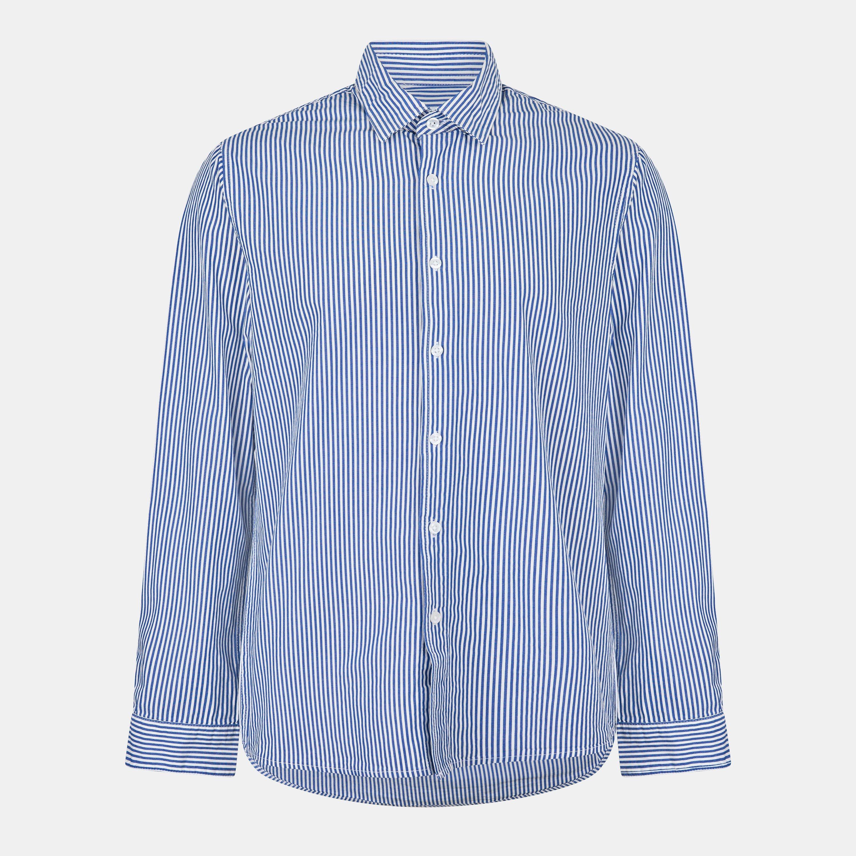 Peter Werth Men's Long Sleeve Plain Shirt - Navy/White - Small