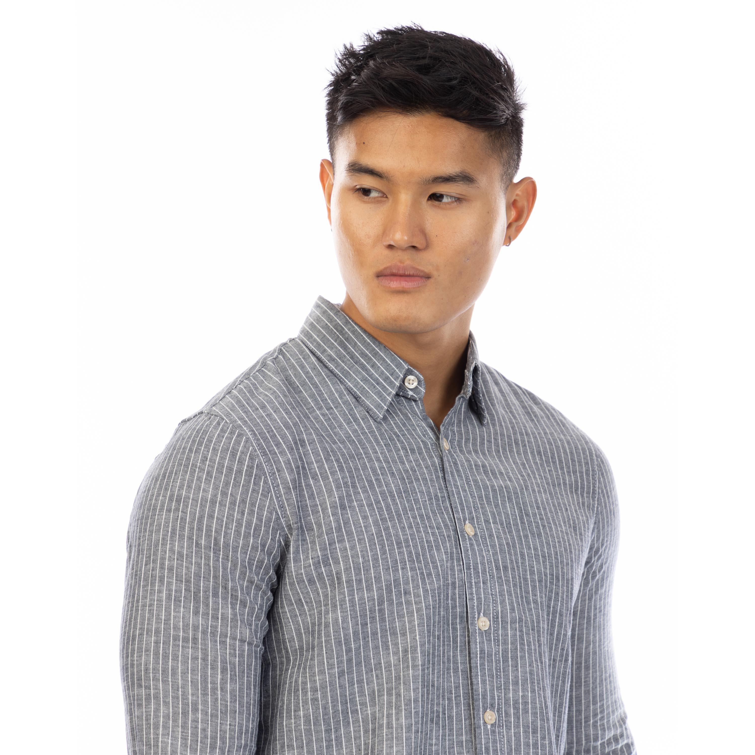 Marine/Blanc - Peter Werth - W Otton Ls Sht Sn99 - 2