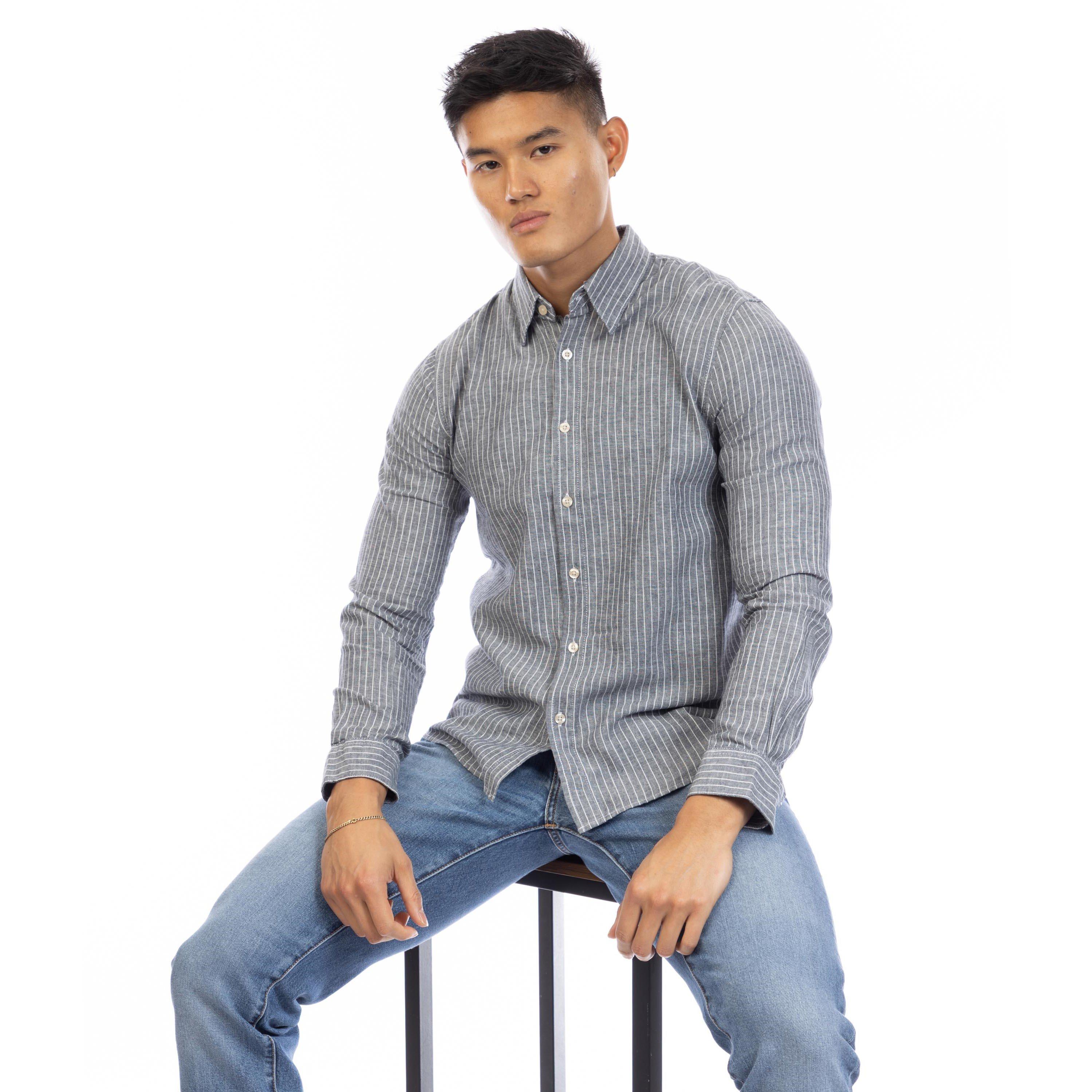 Marine/Blanc - Peter Werth - W Otton Ls Sht Sn99 - 4