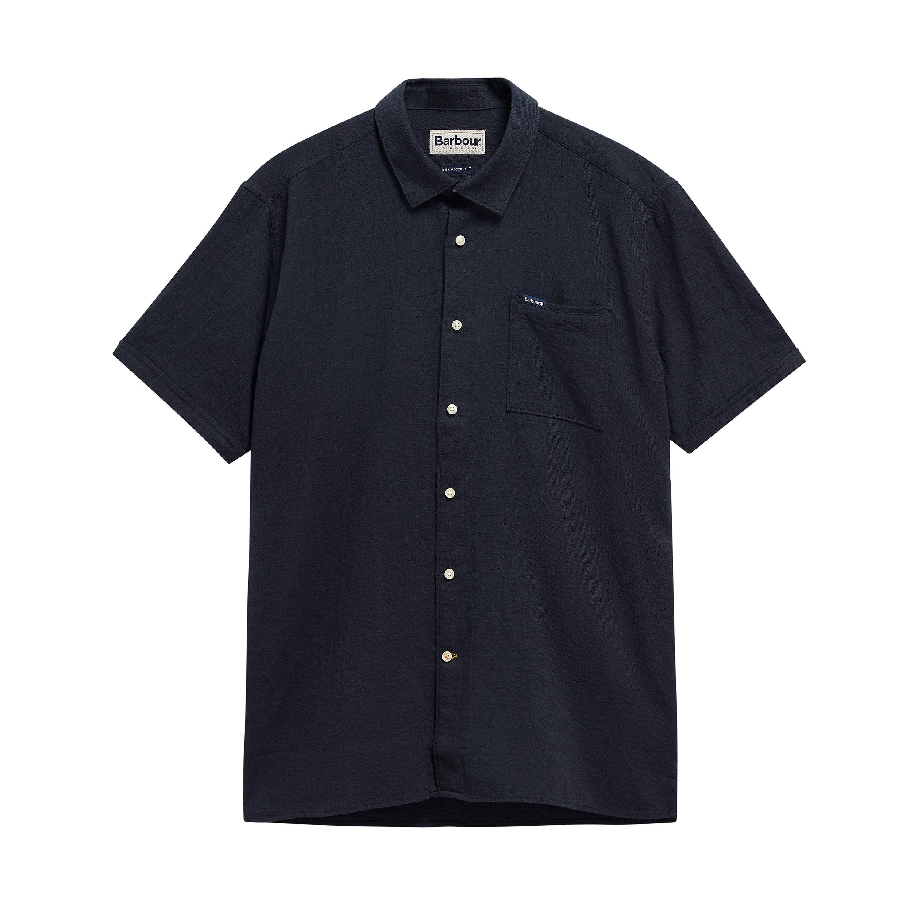 Barbour Men's Short Sleeve Patterned Shirt - Dark Navy Ny74 - L
