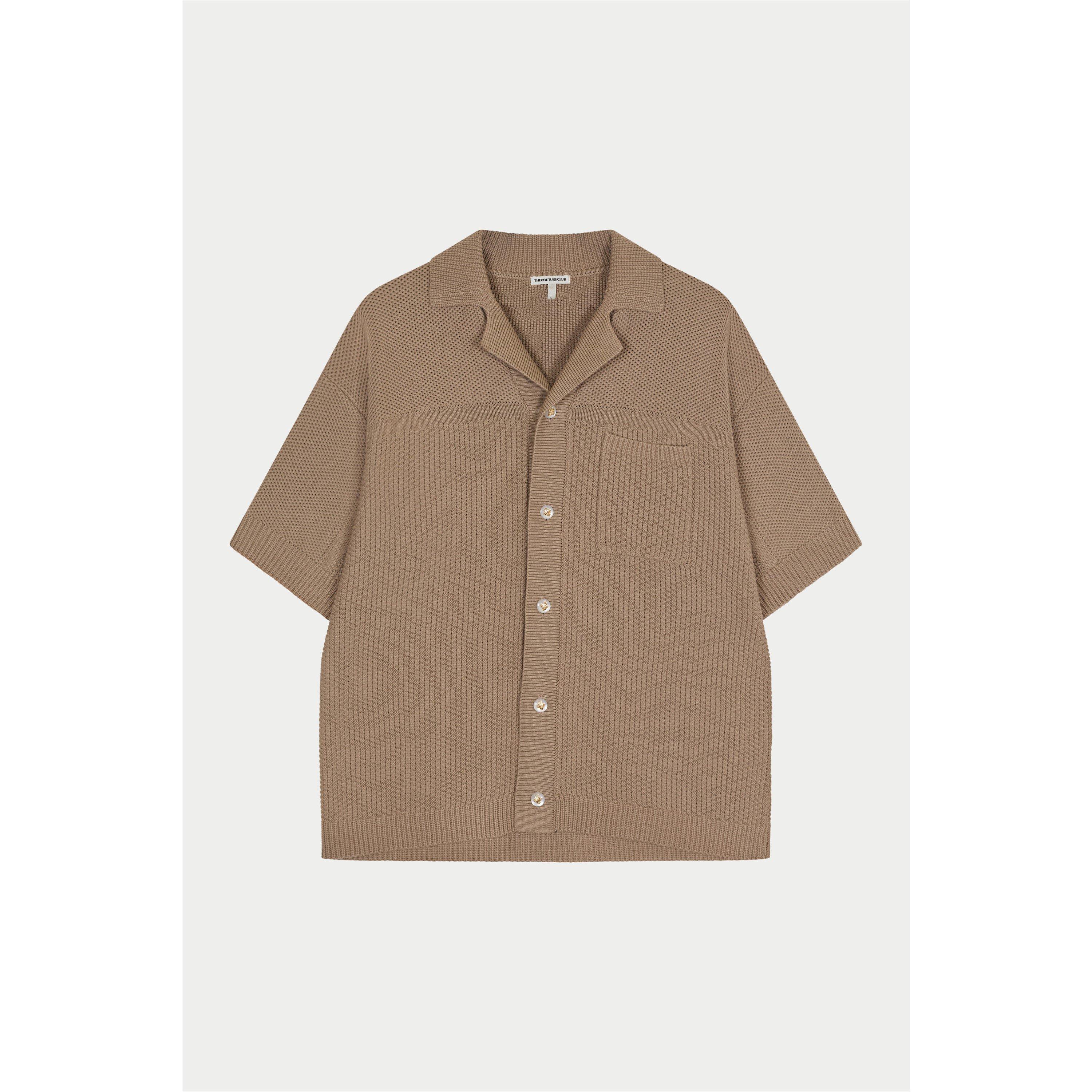 Brown - The Couture Club - Men's Patterned Short Sleeve Shirt - 1
