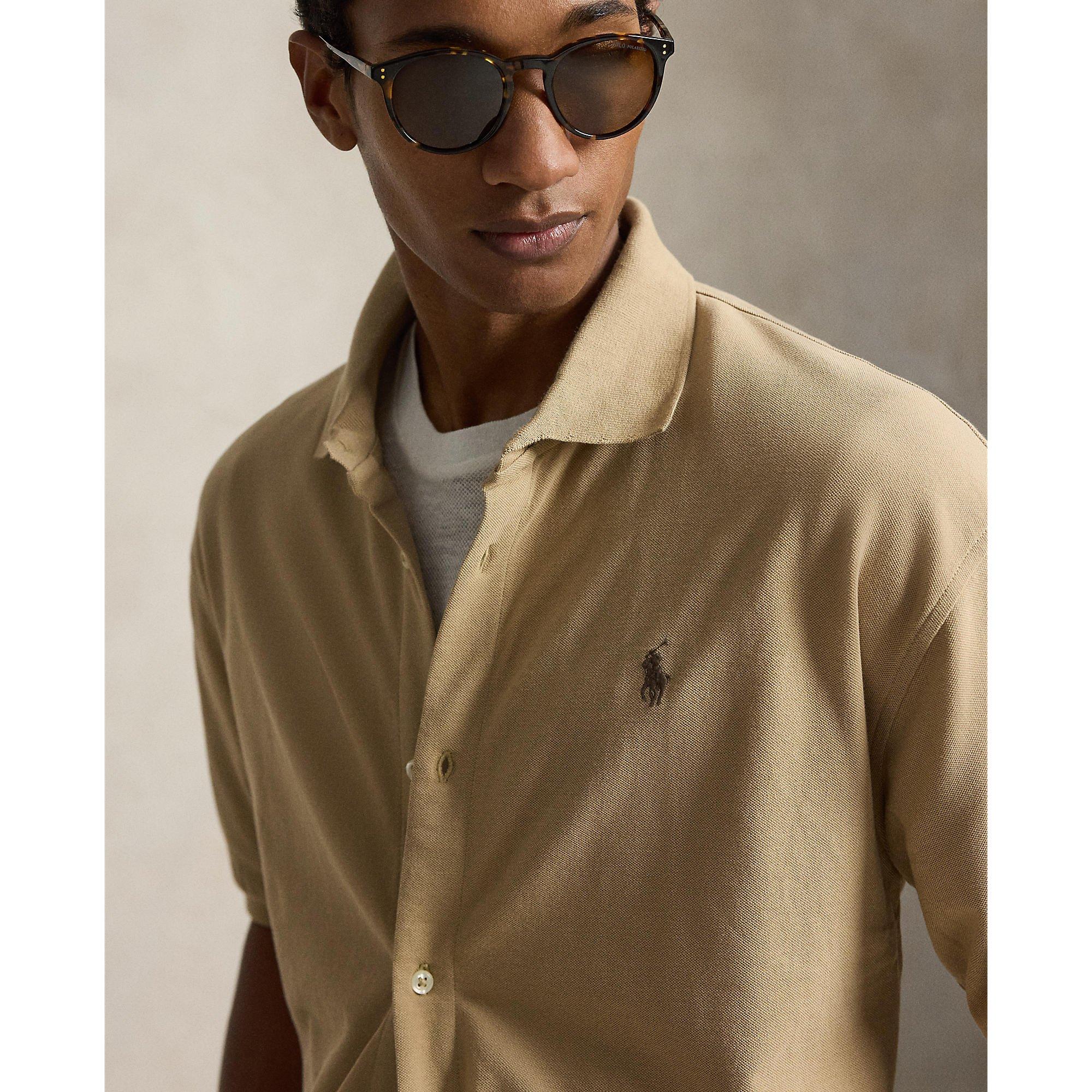 Vintage Khaki - Polo Ralph Lauren - Men's Plain Short Sleeve Shirt - 4