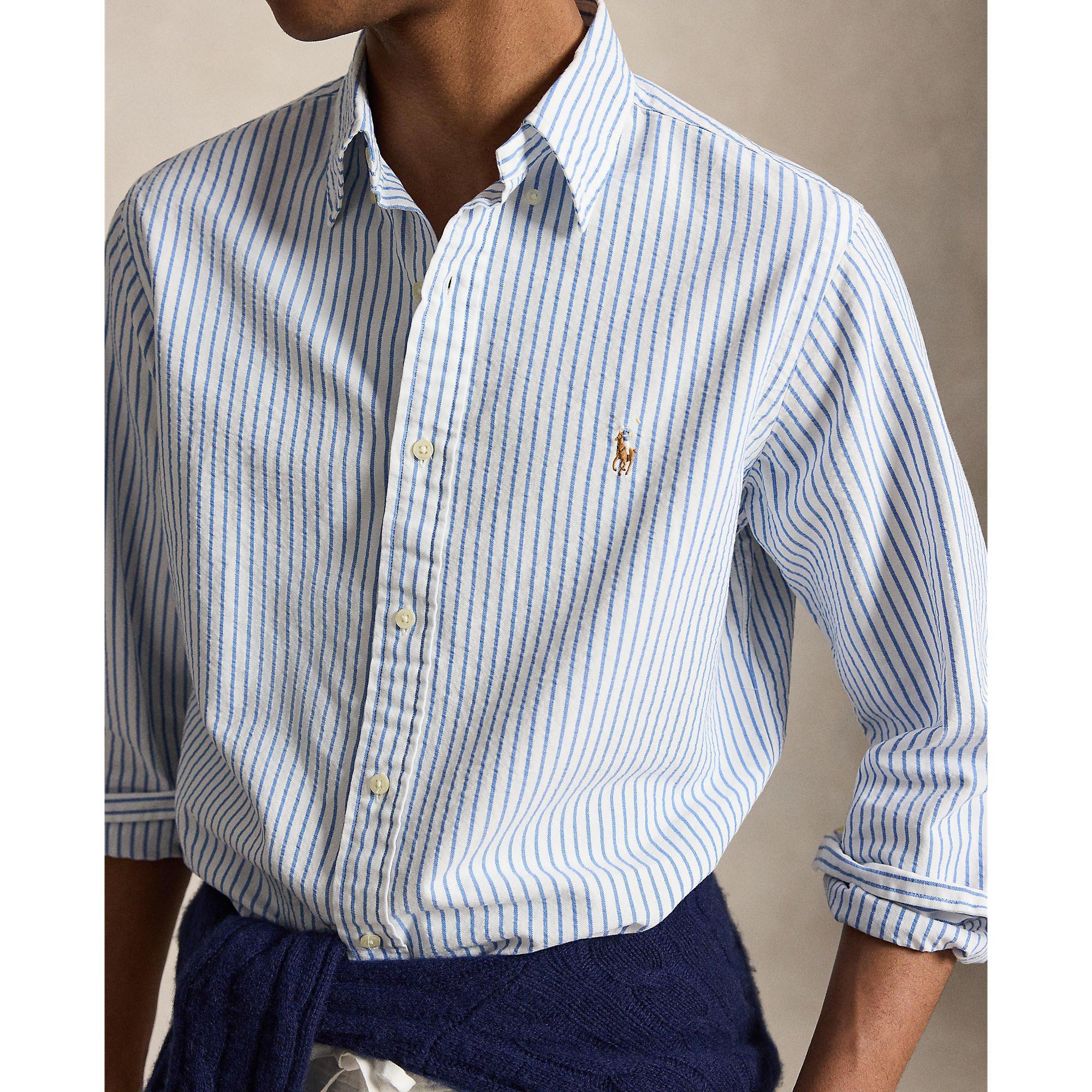 White/Blue - Polo Ralph Lauren - Men's Long Sleeve Patterned Shirt - 4