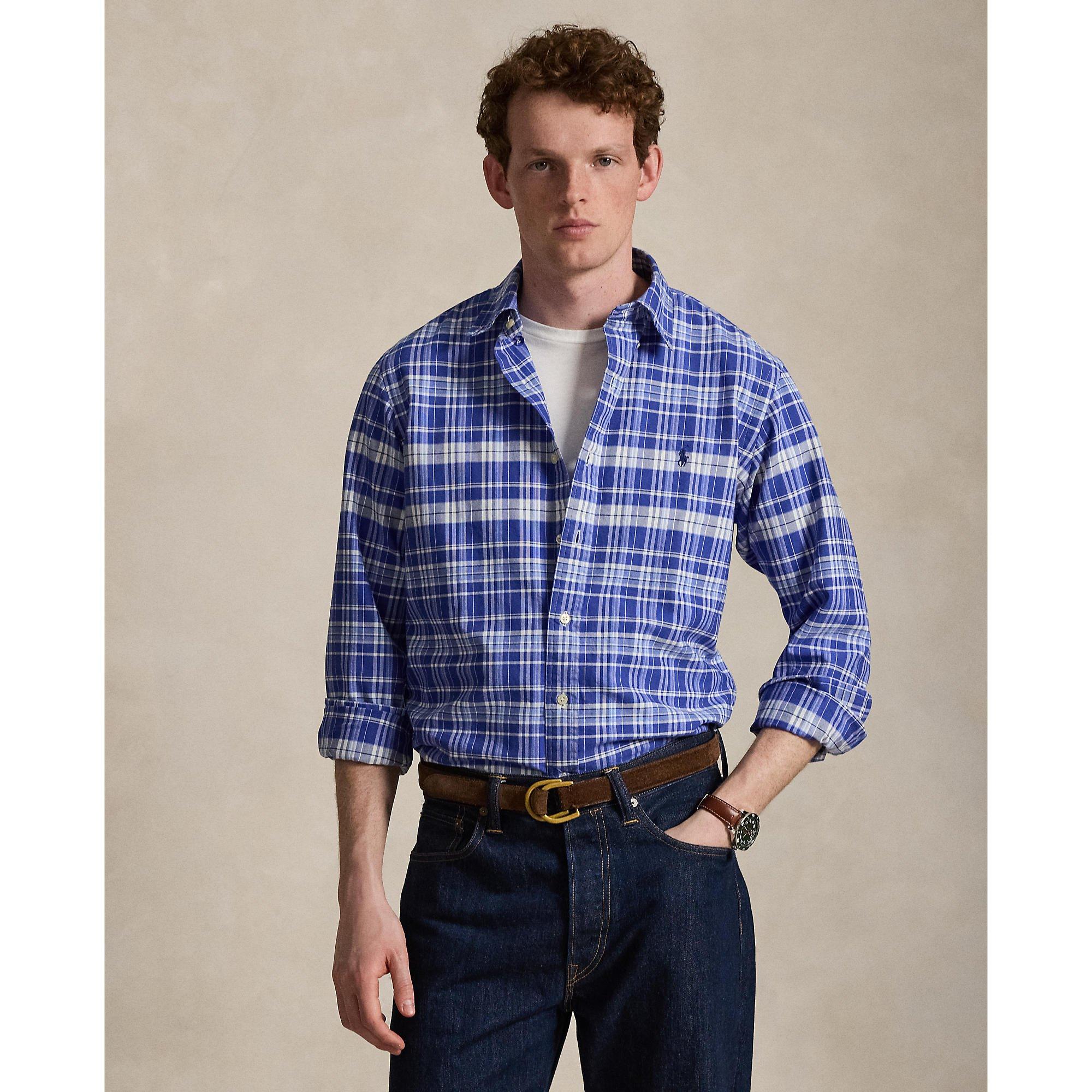 Blue White - Polo Ralph Lauren - Men's Long Sleeve Patterned Shirt - 2