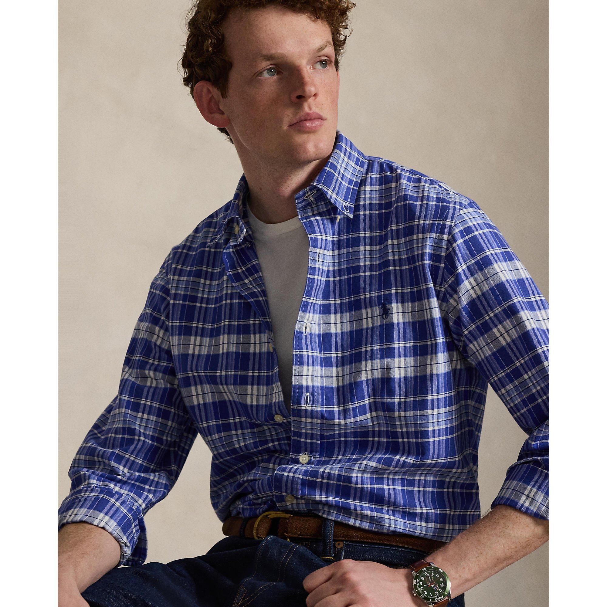 Blue White - Polo Ralph Lauren - Men's Long Sleeve Patterned Shirt - 4