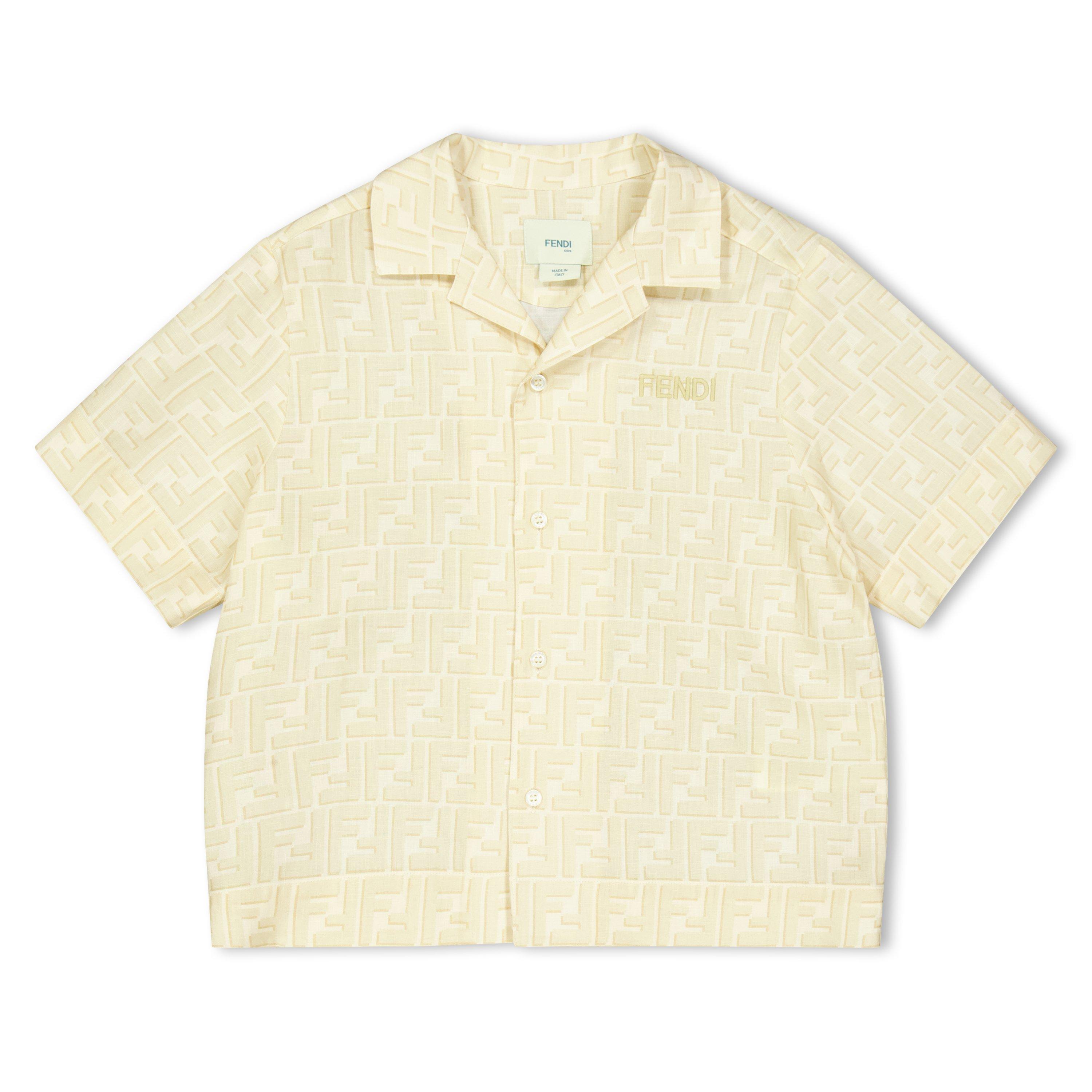 Linen F1P2N - Fendi - Kids' Short Sleeve Bowling Shirt - 1