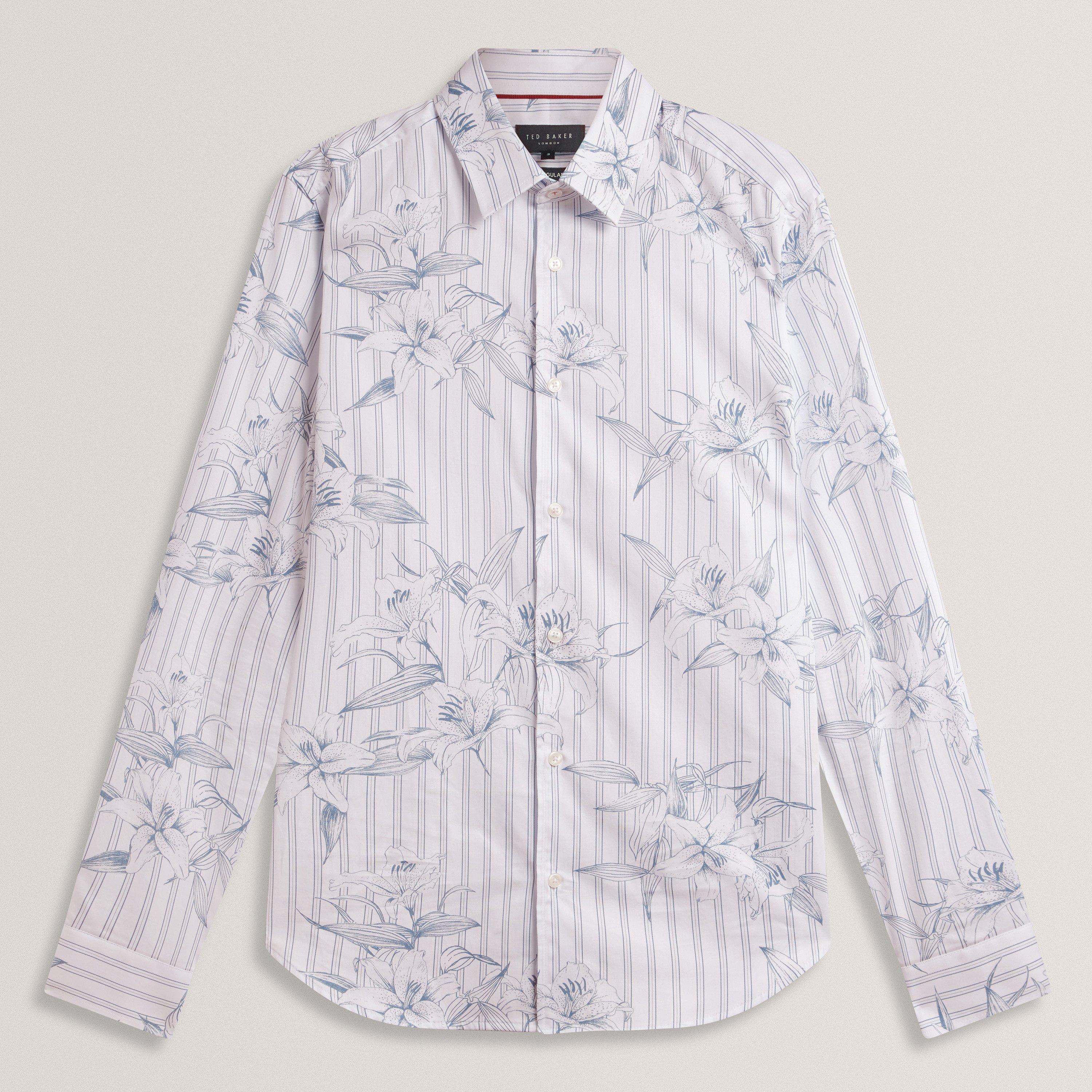 Ted Baker Men's Long Sleeve Patterned Shirt - Lt-Blue - 2XL (6)