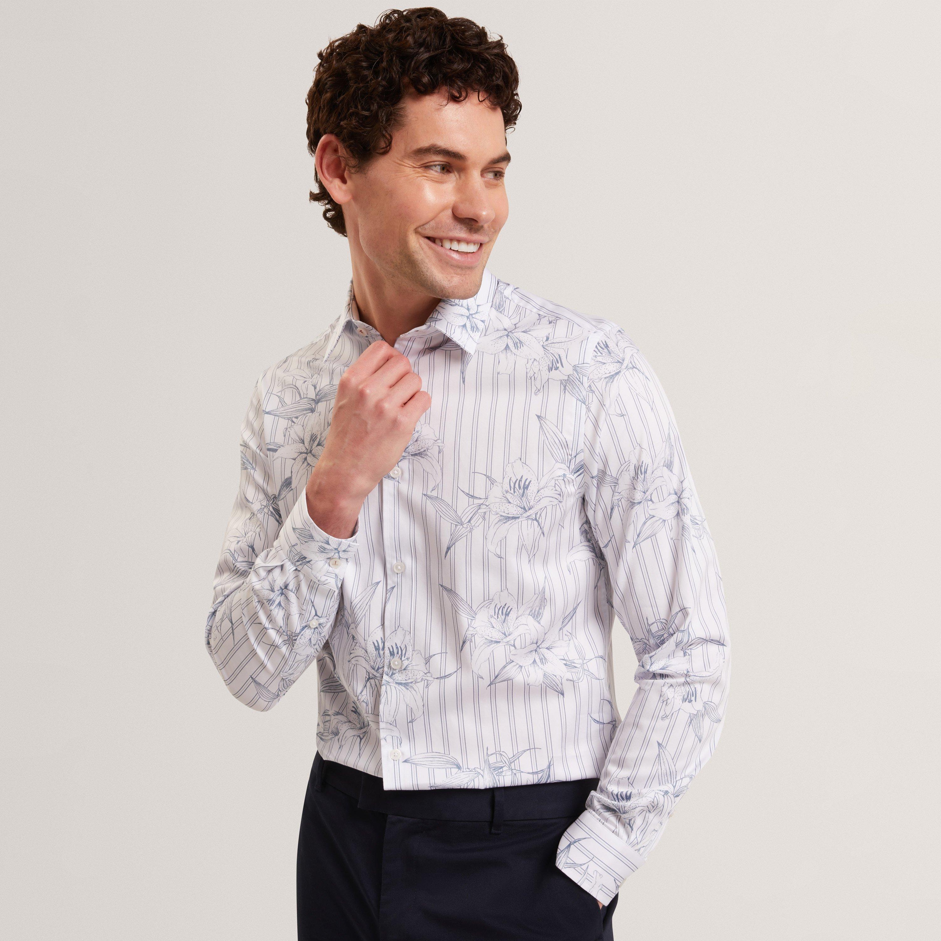 Lt-Blue - Ted Baker - Ted LSReg FlorlShirt Sn62 - 2