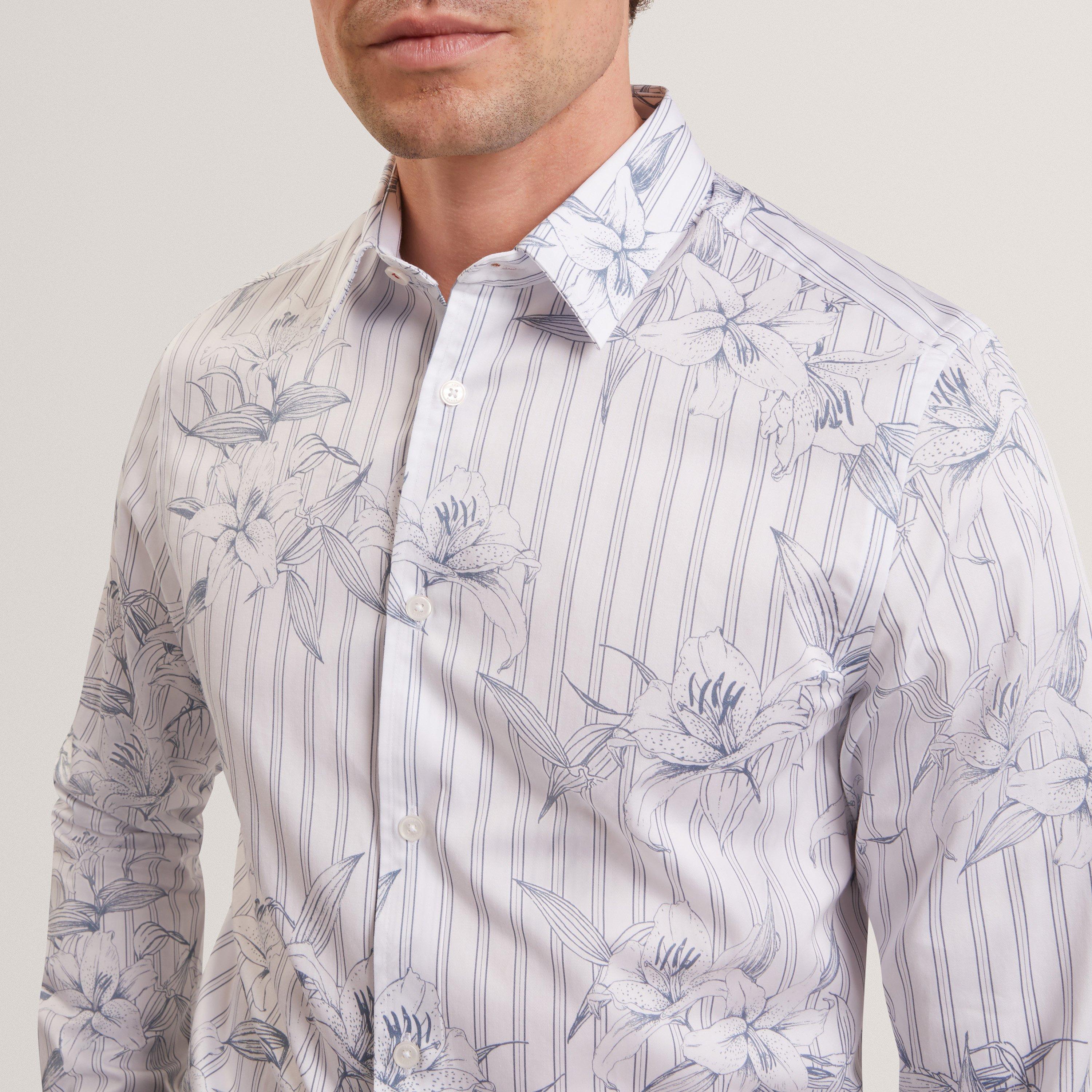 Lt-Blue - Ted Baker - Ted LSReg FlorlShirt Sn62 - 4