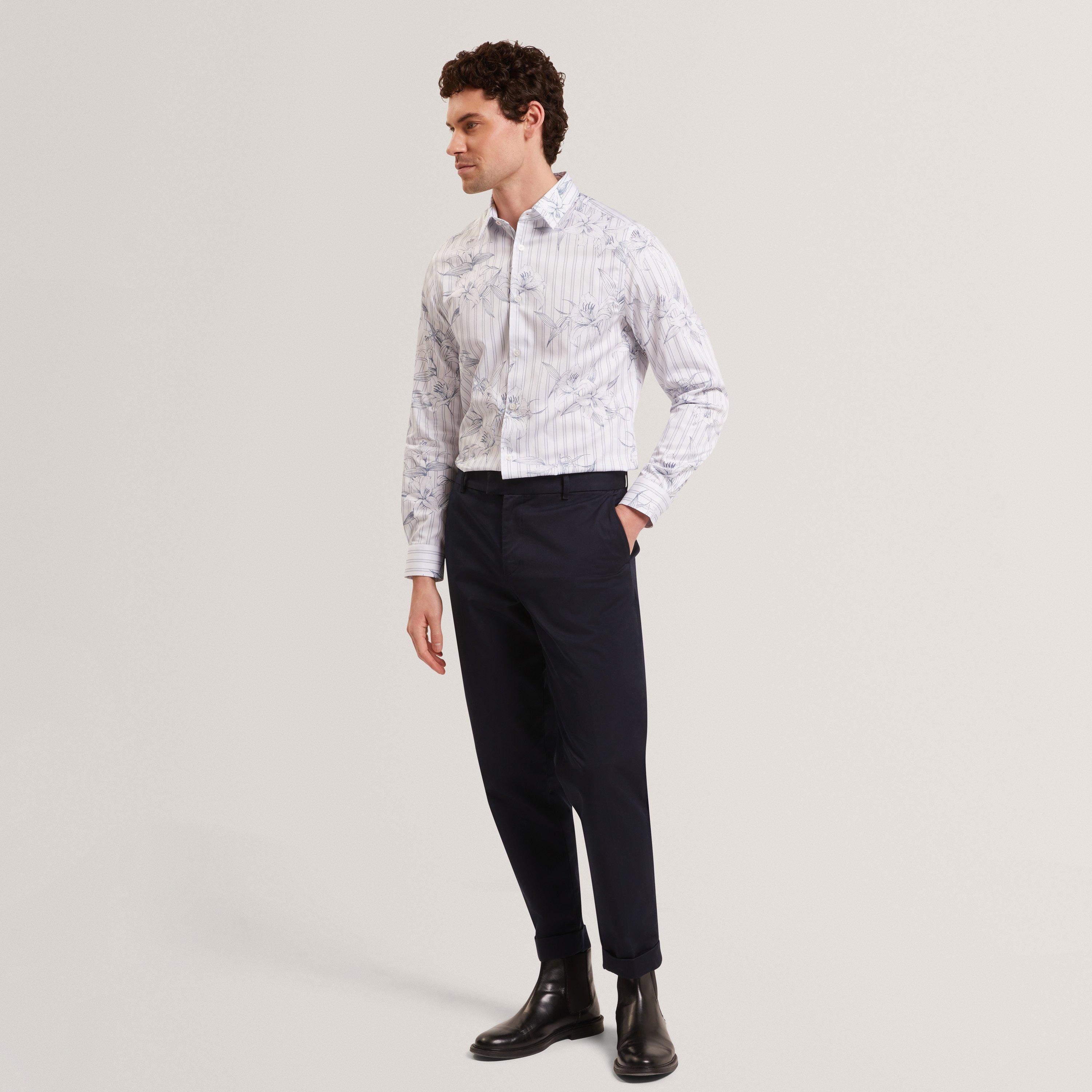 Lt-Blue - Ted Baker - Ted LSReg FlorlShirt Sn62 - 5