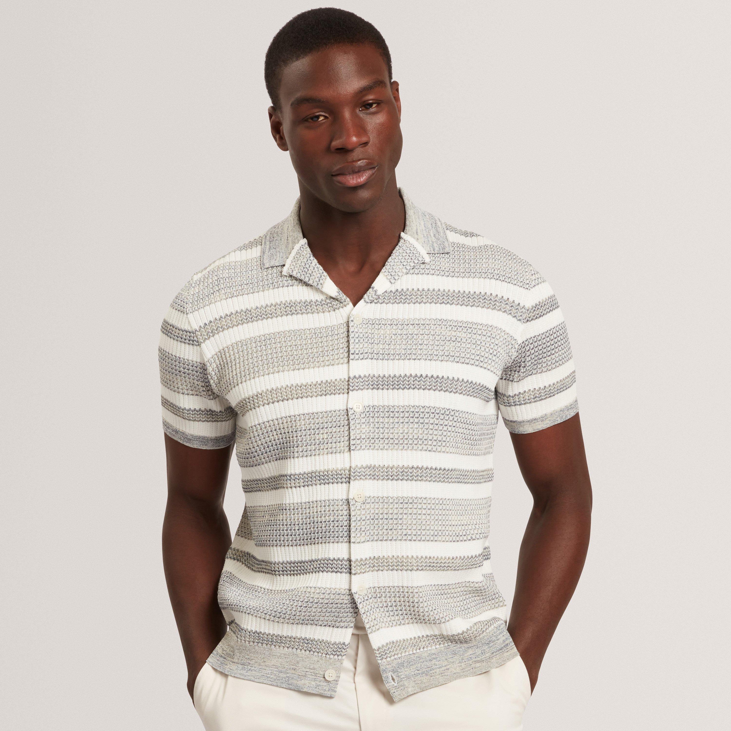 White - Ted Baker - Ted SS Relx StrpShrt Sn62 - 2