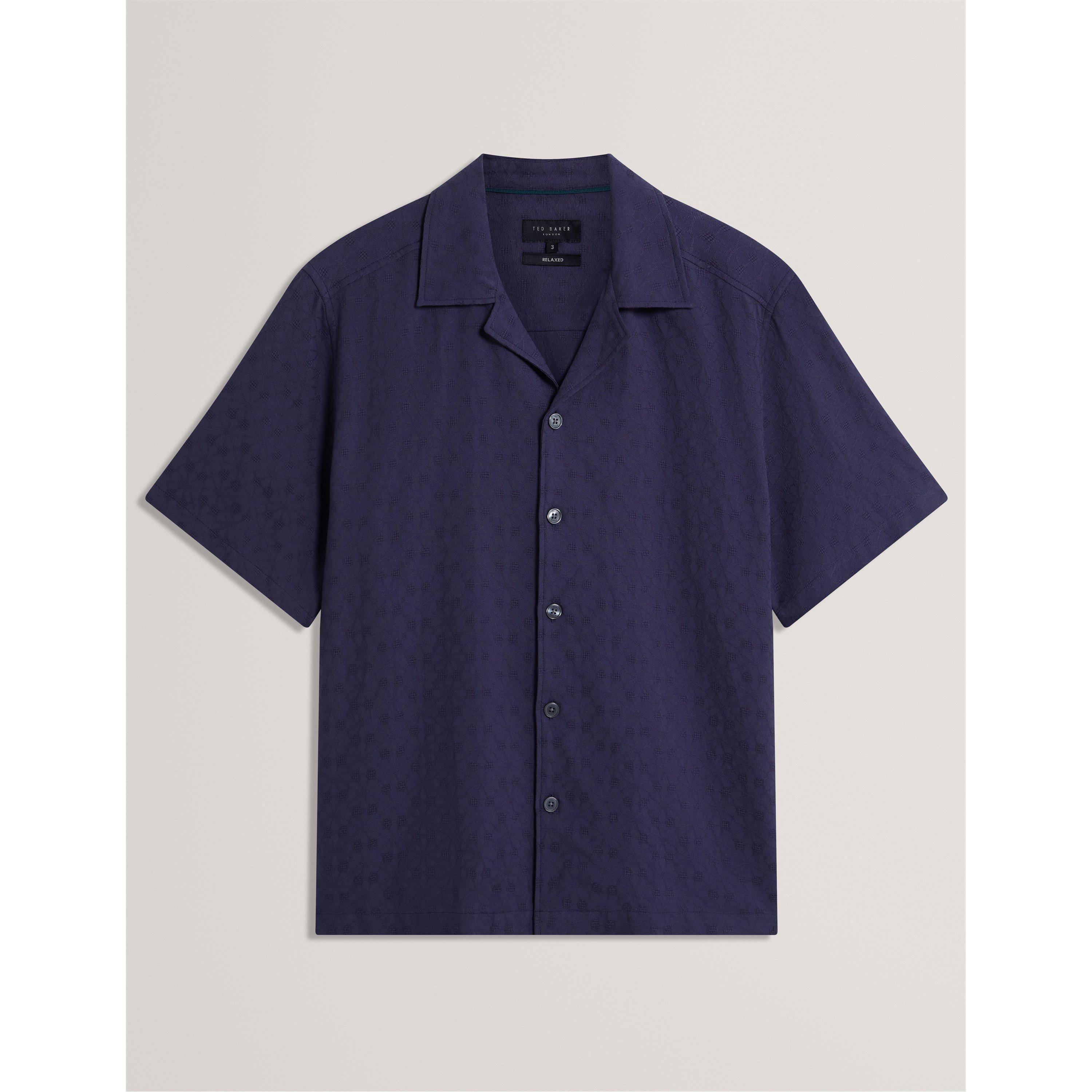Ted Baker Men's Patterned Short Sleeve Shirt - Navy - M (3)