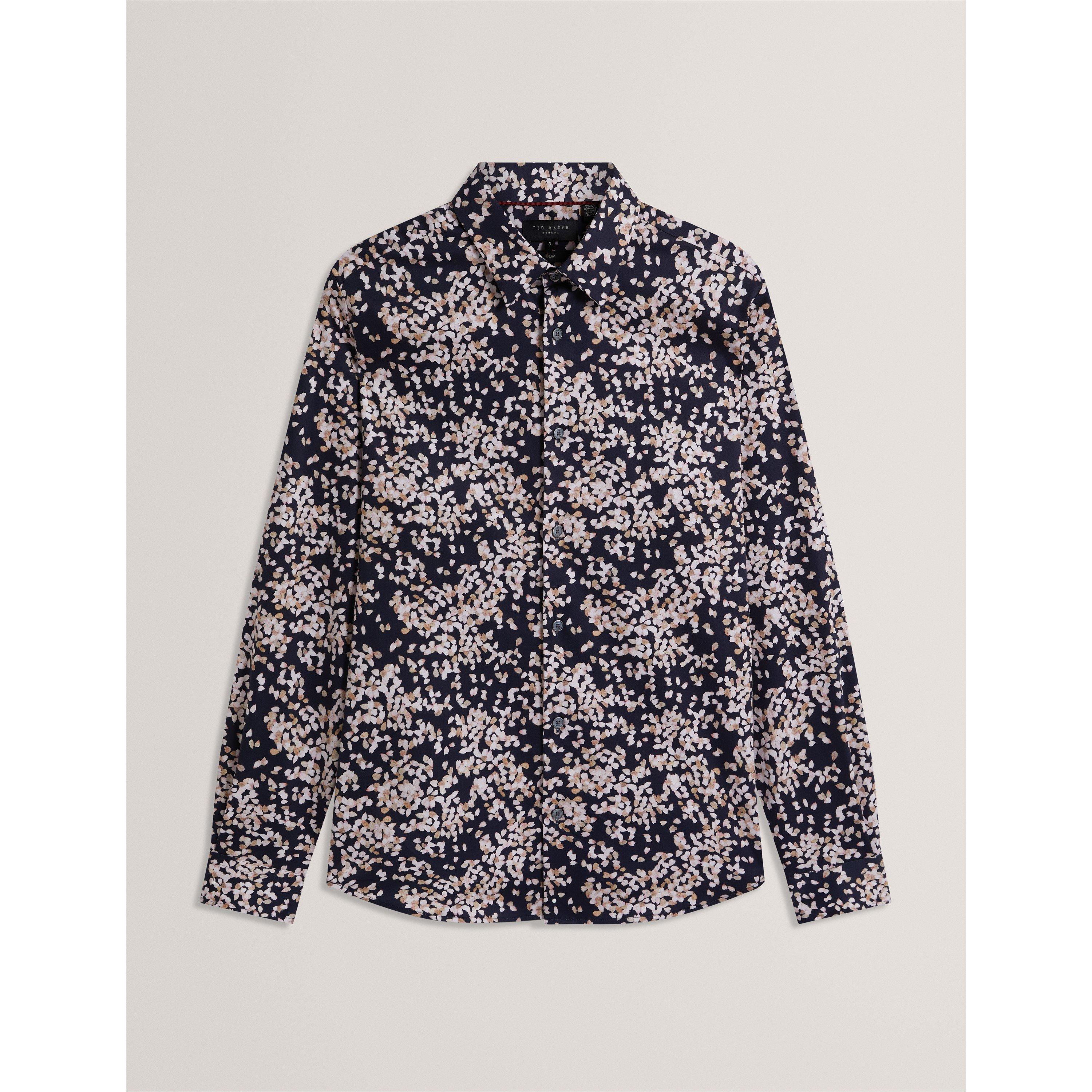 Ted Baker Men's Long Sleeve Patterned Shirt - Navy - 2XL (6)