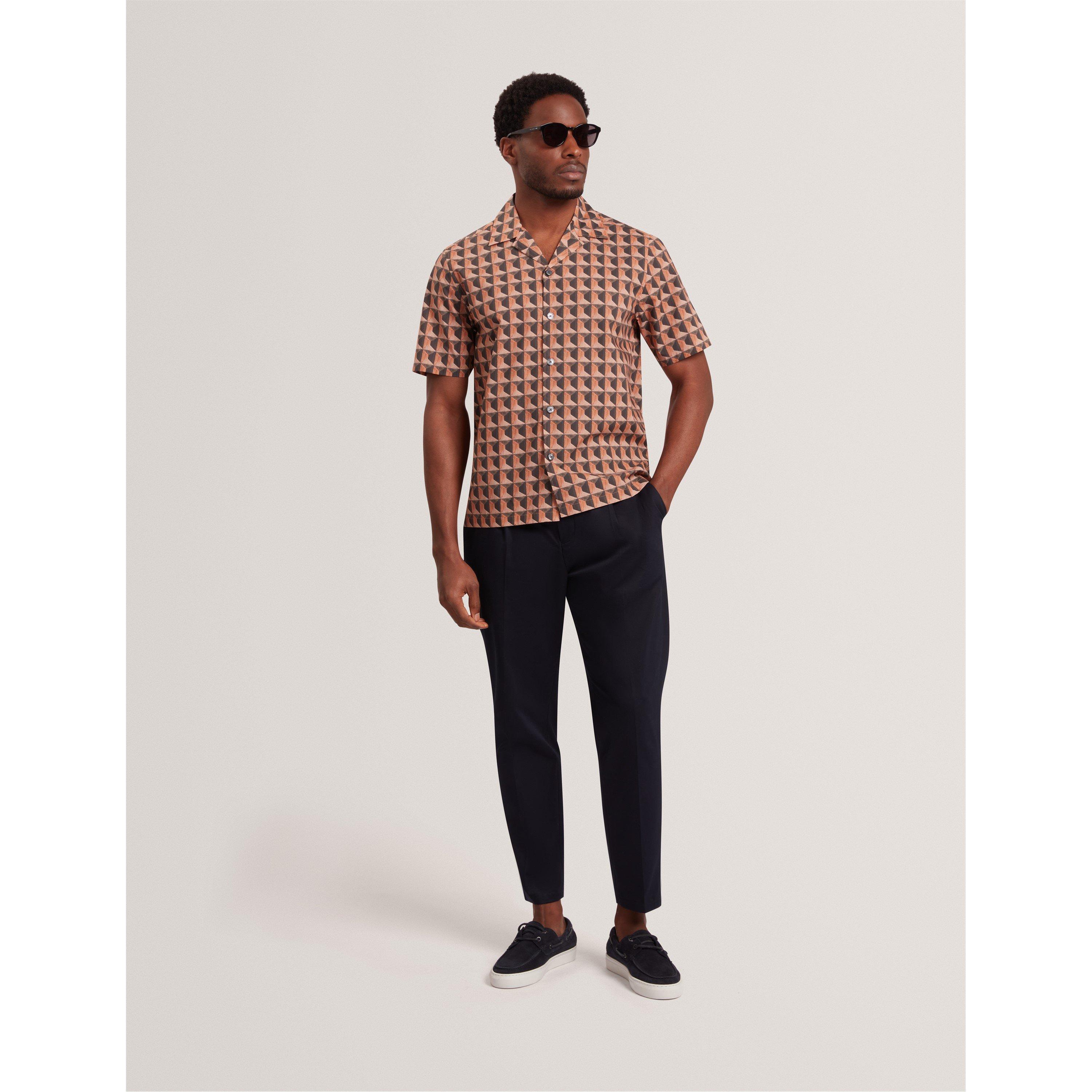 Brn-Red - Ted Baker - Ted SSRelx GeoShirt Sn62 - 5