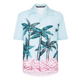 Palm Angels Palm Tree Print Bowling Shirt