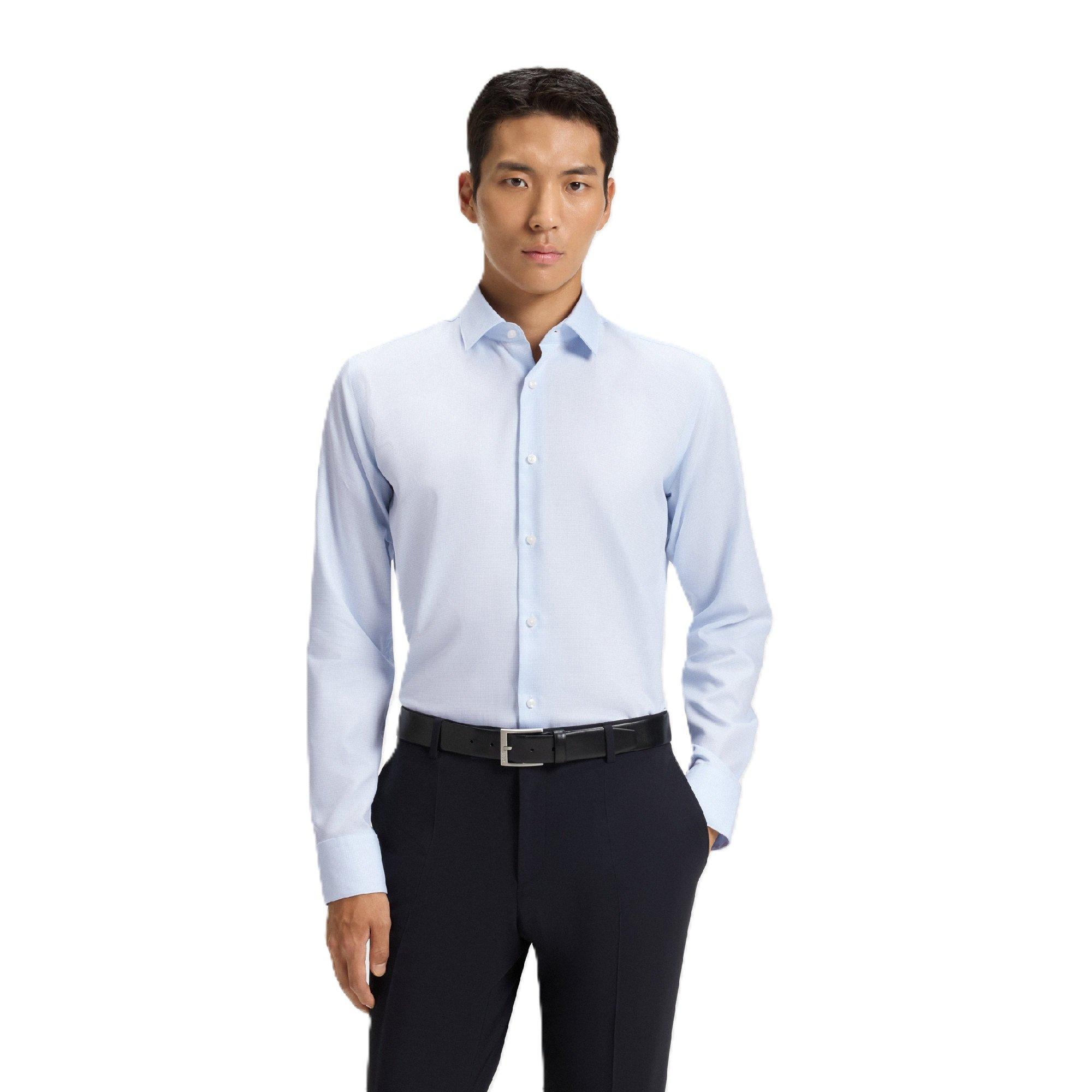 Boss Men's P Hank S Kent Long Sleeve Oxford Shirt - Pastel Blue - 17 inch