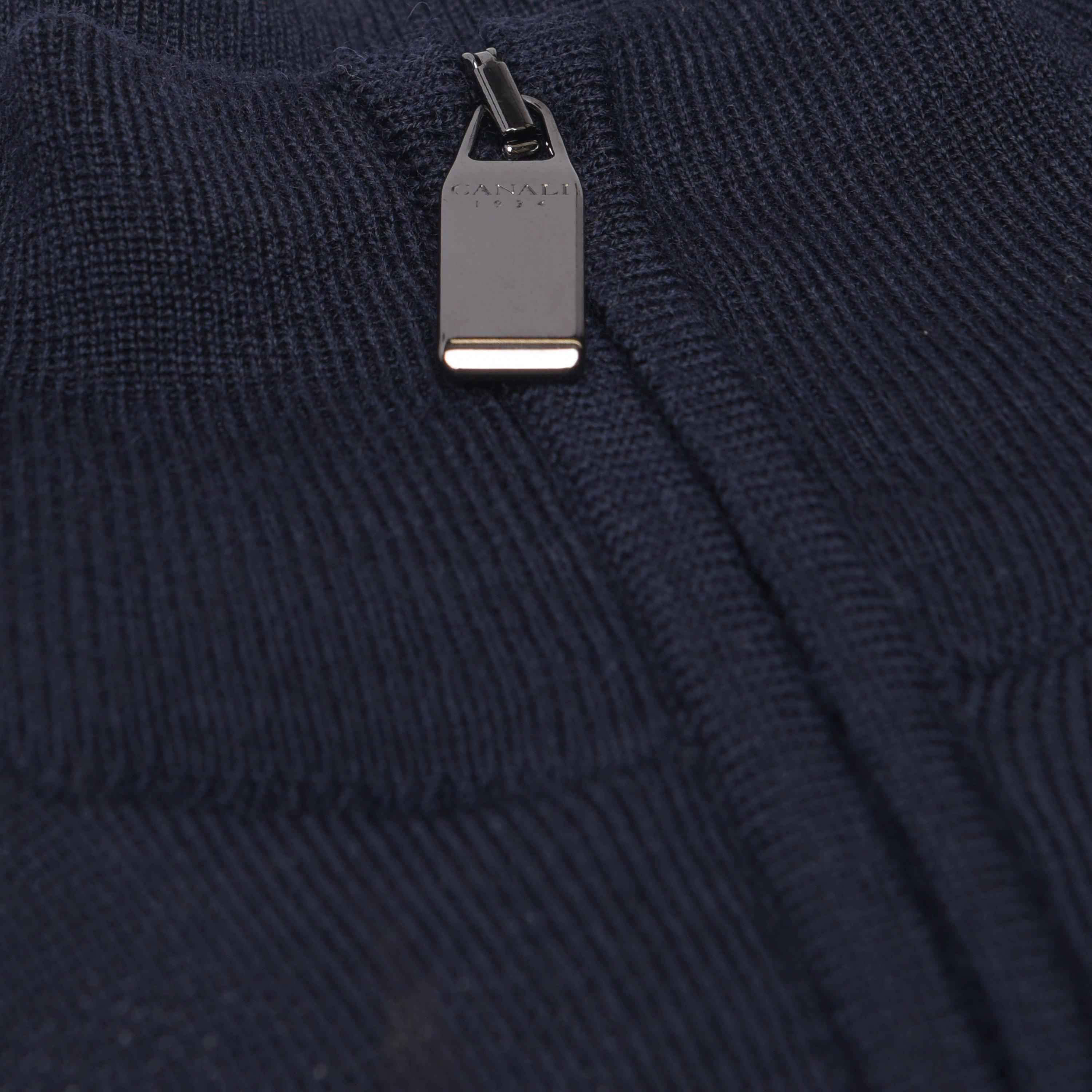 Navy 300 - Canali - quarter Zip Knitted Jumper - 9