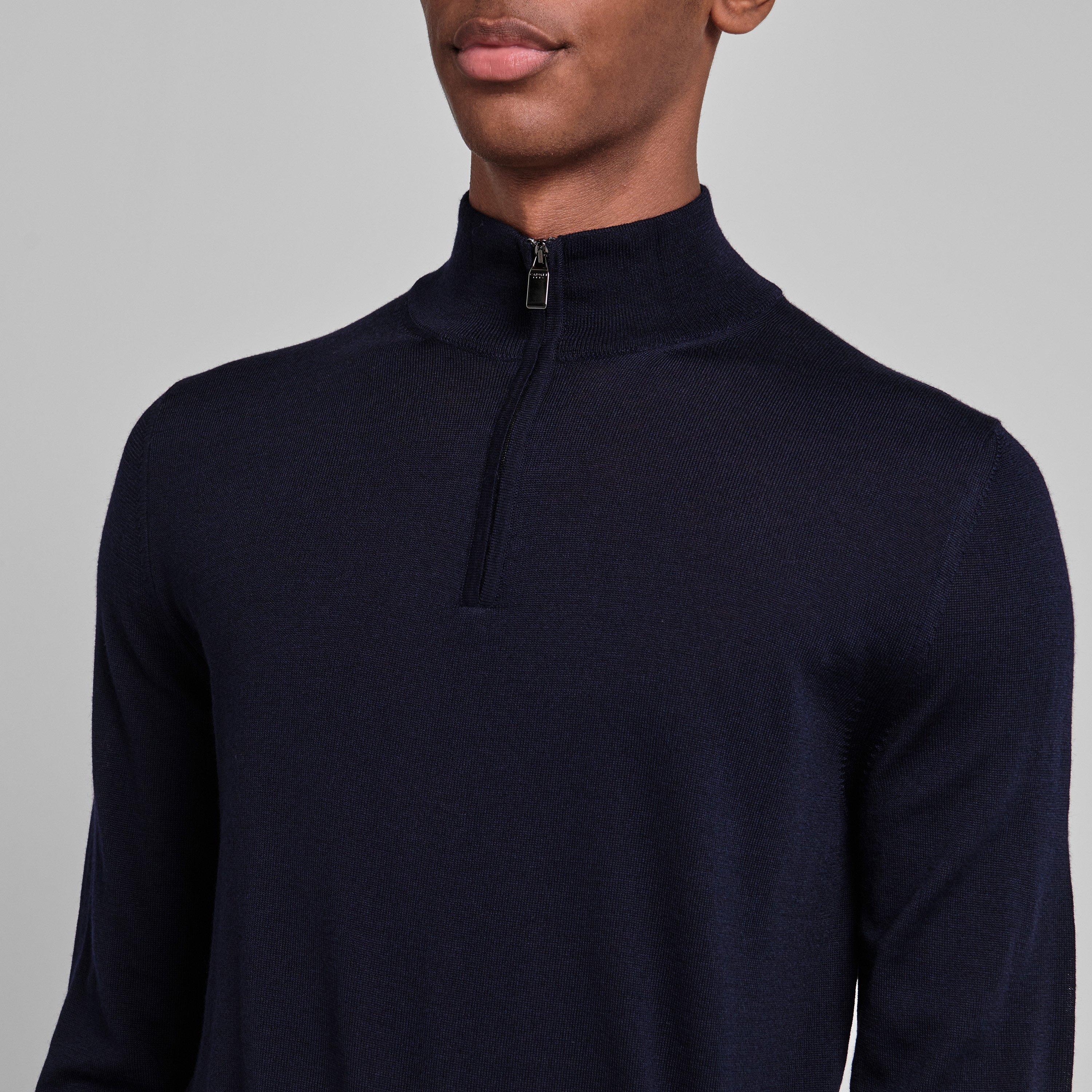 Navy 300 - Canali - quarter Zip Knitted Jumper - 5