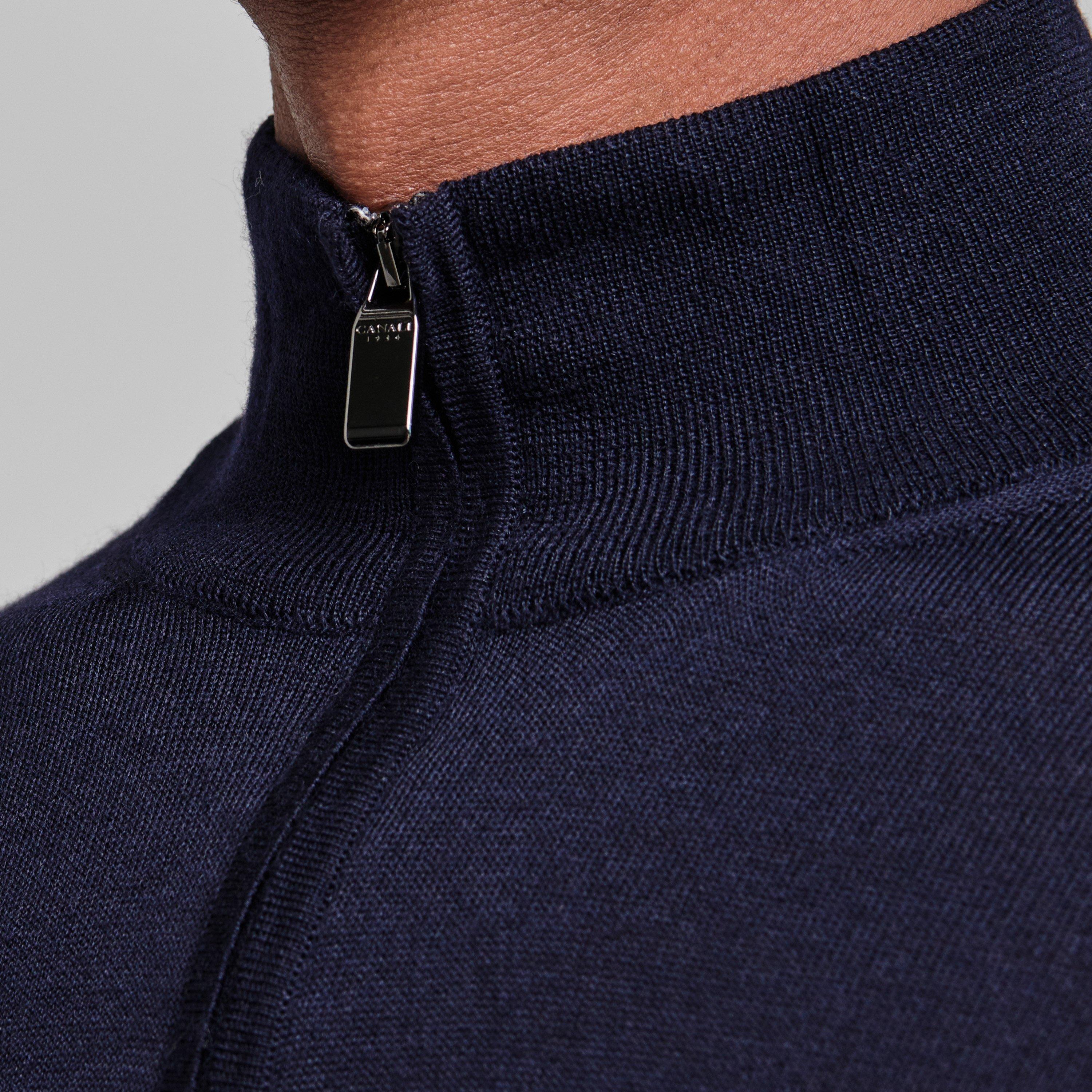 Navy 300 - Canali - quarter Zip Knitted Jumper - 6