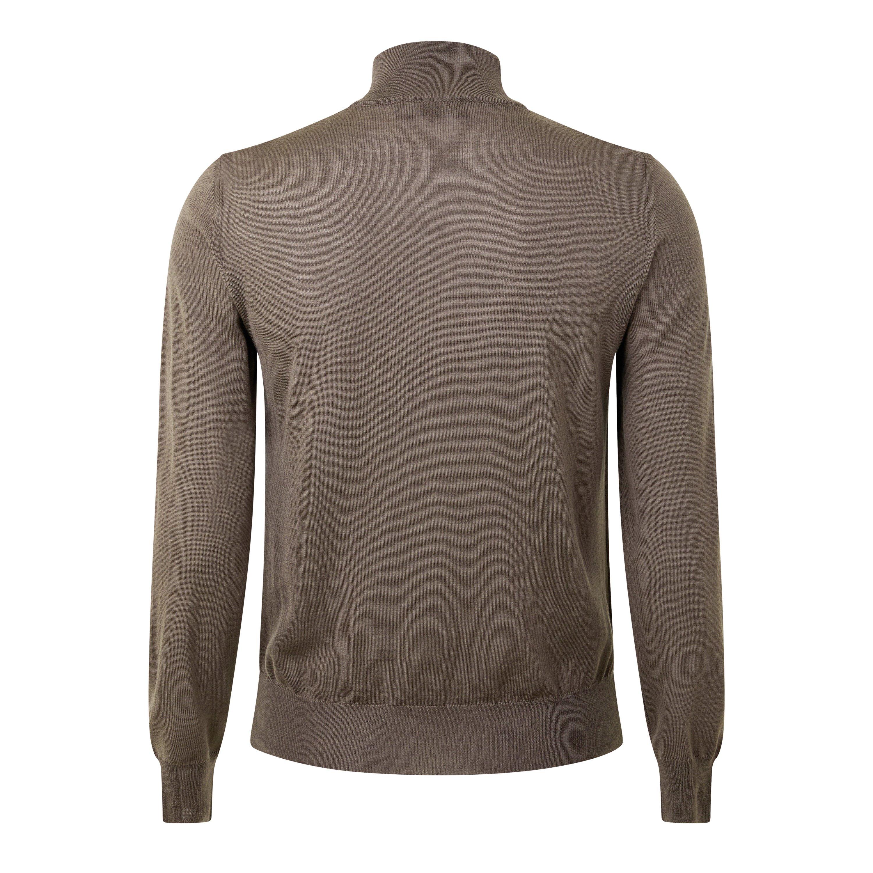 Taupe/Greige - Canali - 1/4 Zip Knitted Jumper - 6