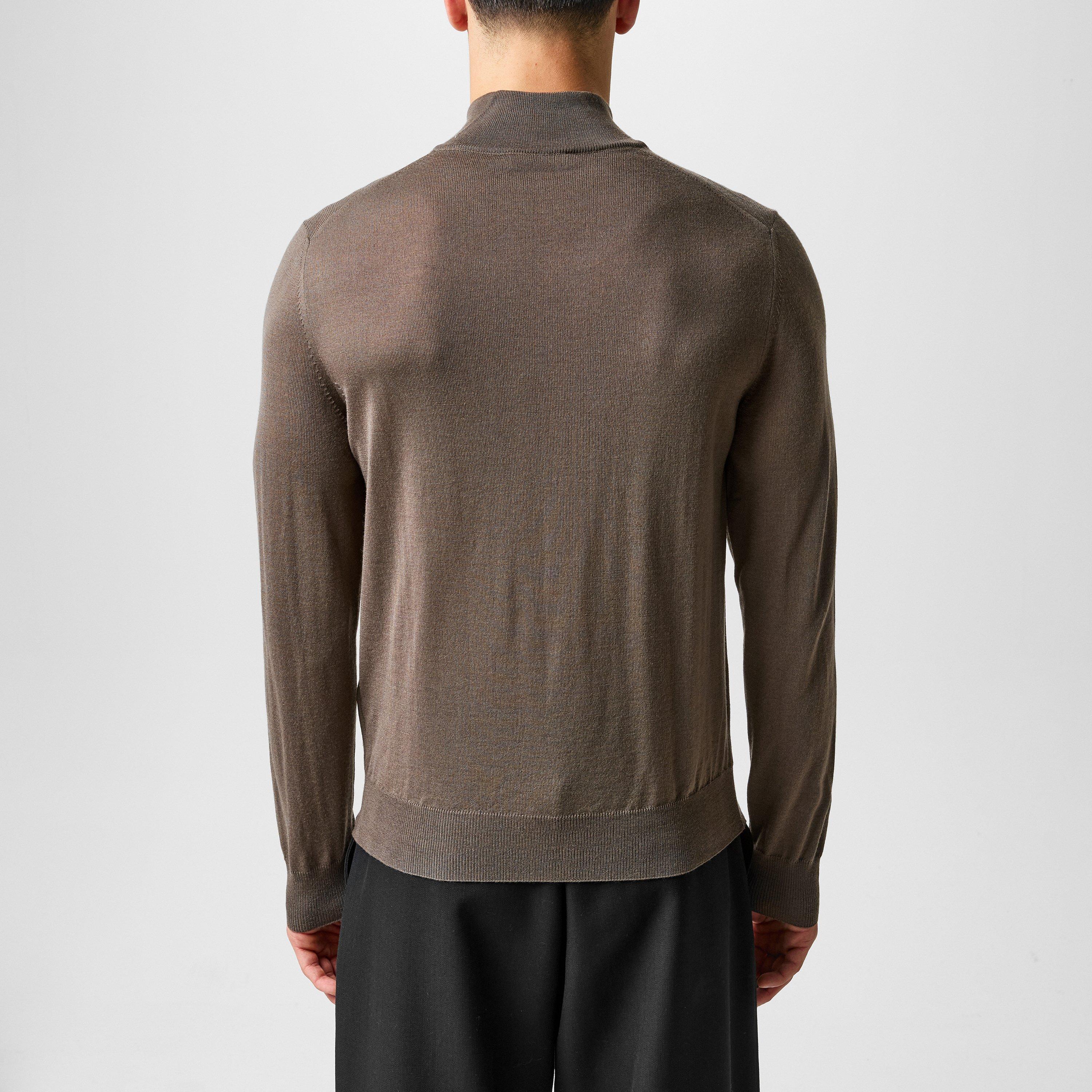 Taupe/Greige - Canali - 1/4 Zip Knitted Jumper - 3