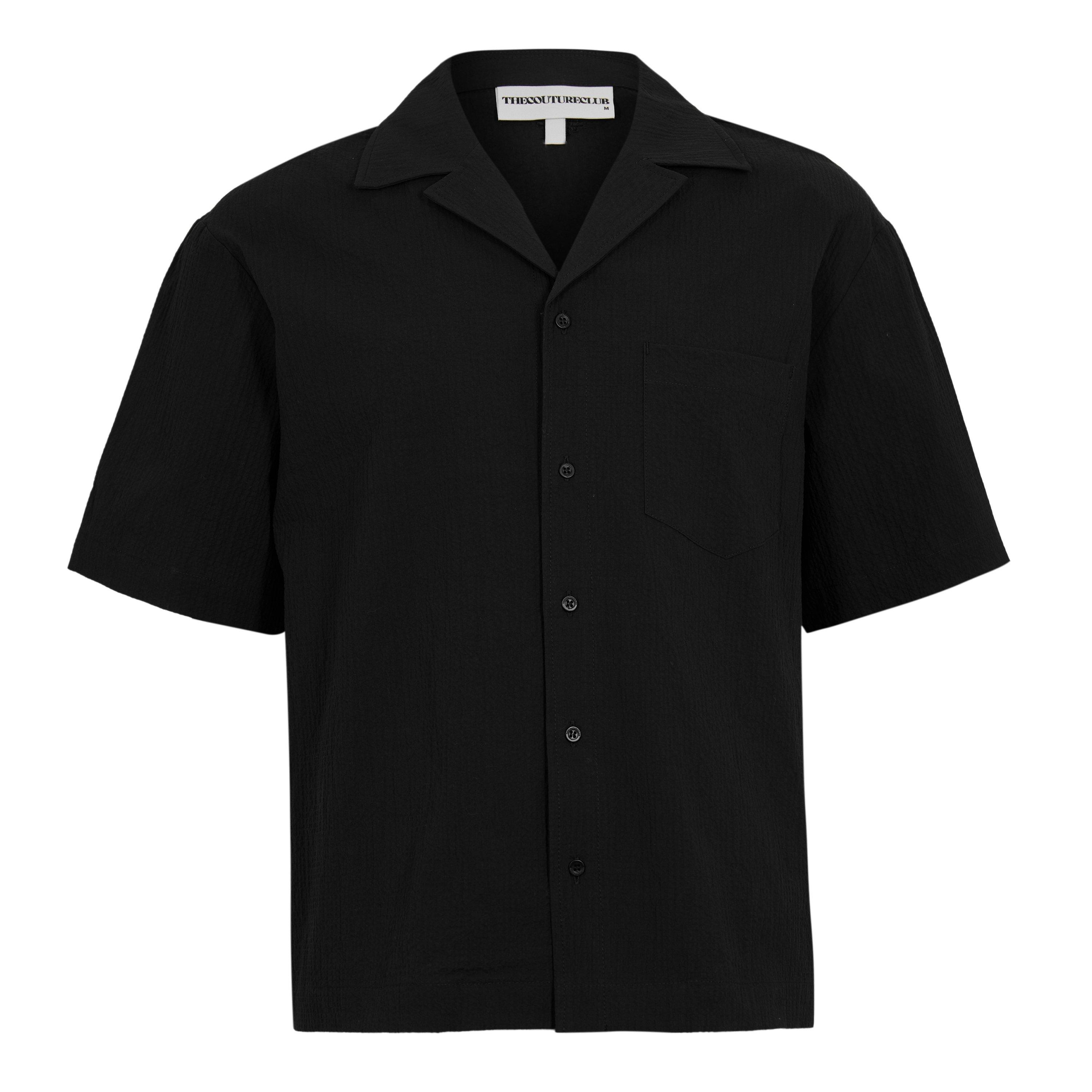 Black - The Couture Club - Men's Patterned Short Sleeve Shirt - 1