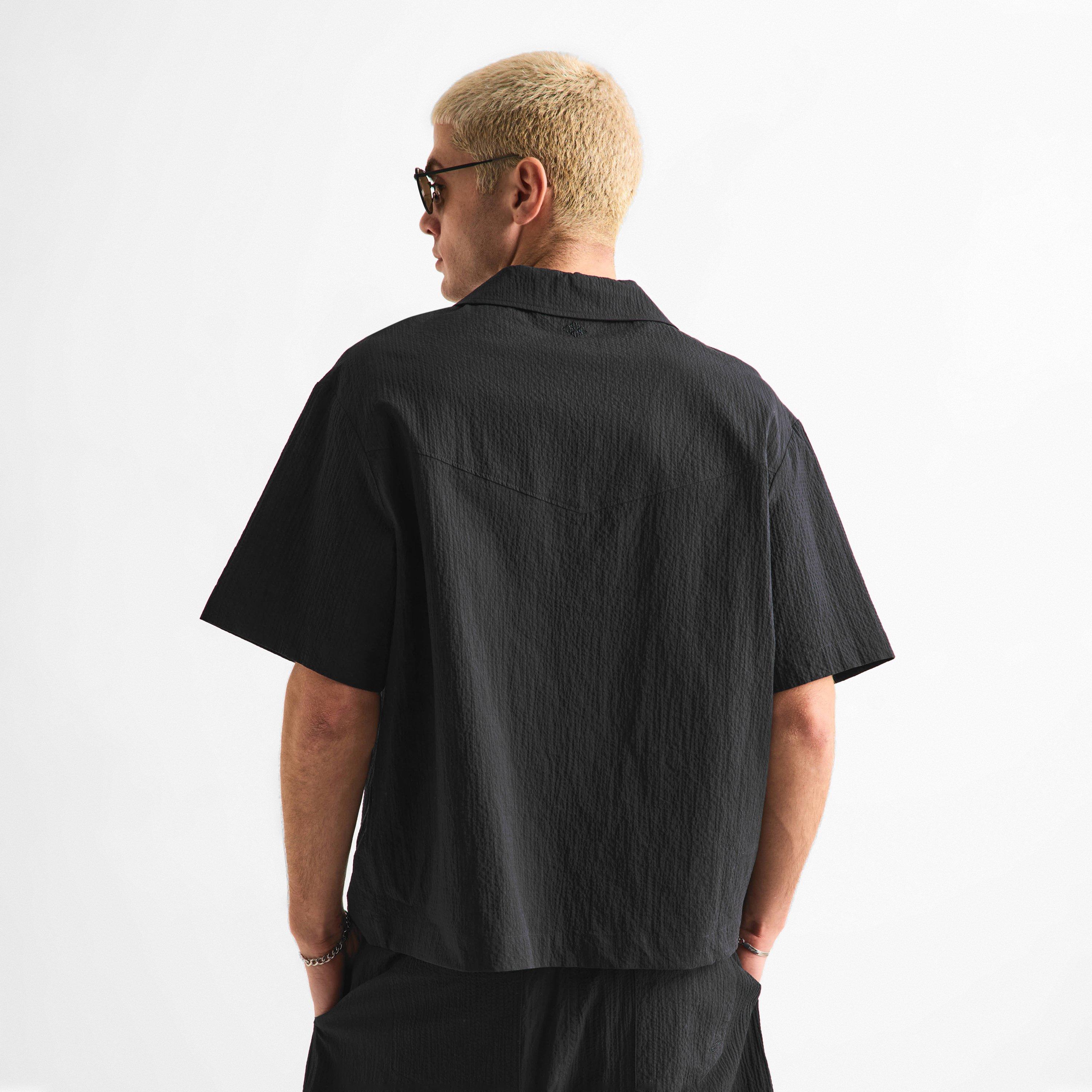 Black - The Couture Club - Men's Patterned Short Sleeve Shirt - 4