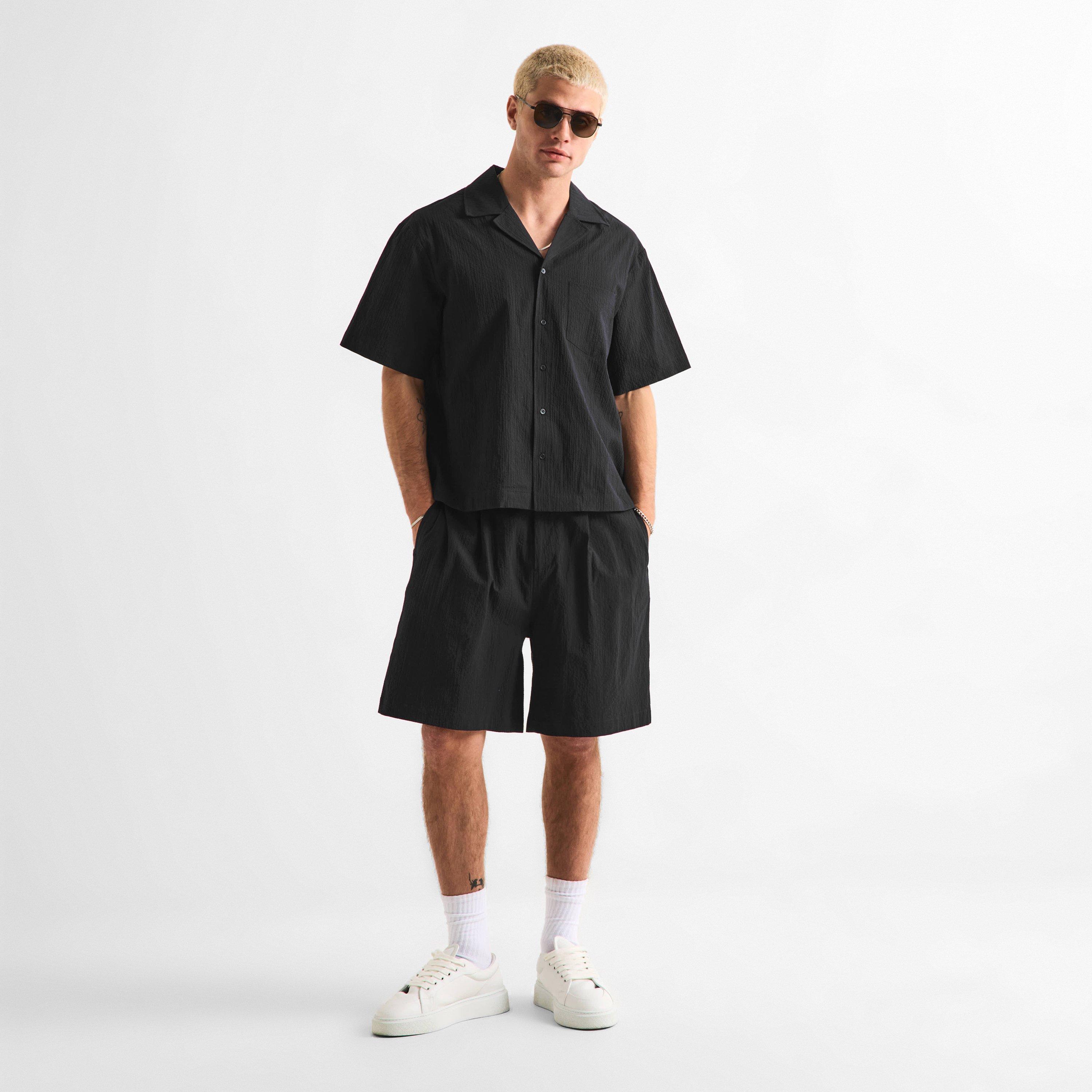 Black - The Couture Club - Men's Patterned Short Sleeve Shirt - 6