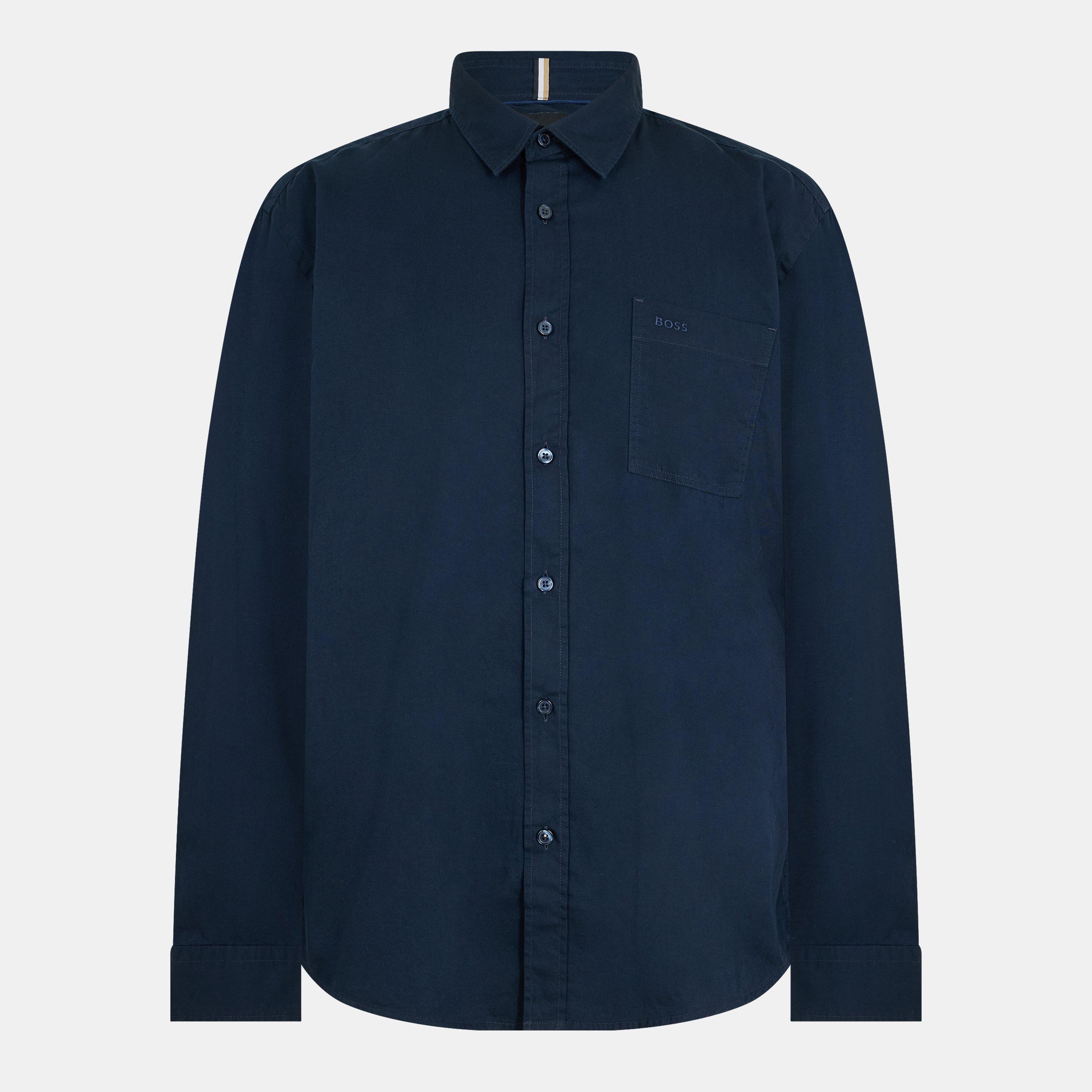 Dark Blue - Boss - Men's Long Sleeve Oxford Shirt - 1