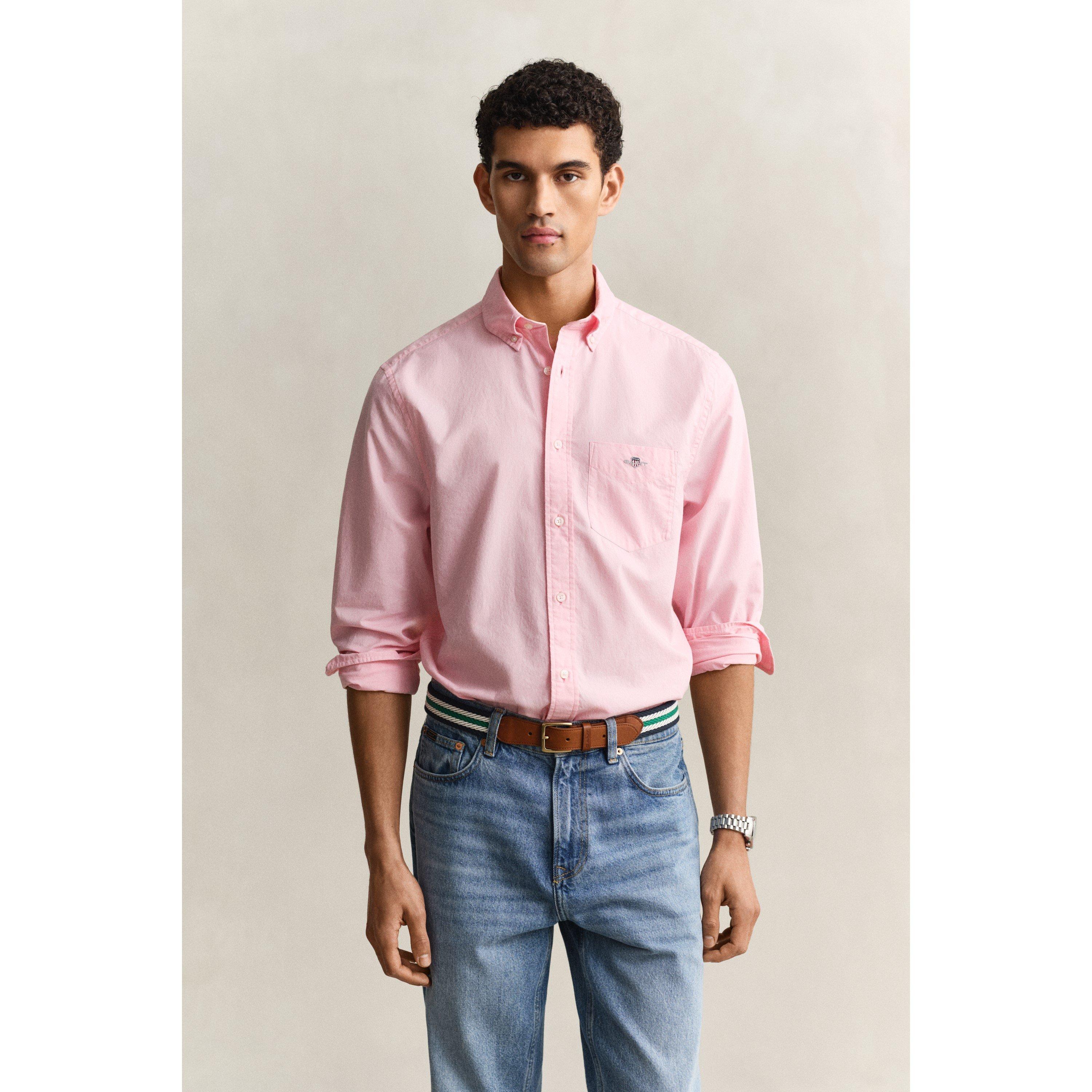 Gant Regular Fit Poplin Shirt - Washed Pink 666 - M