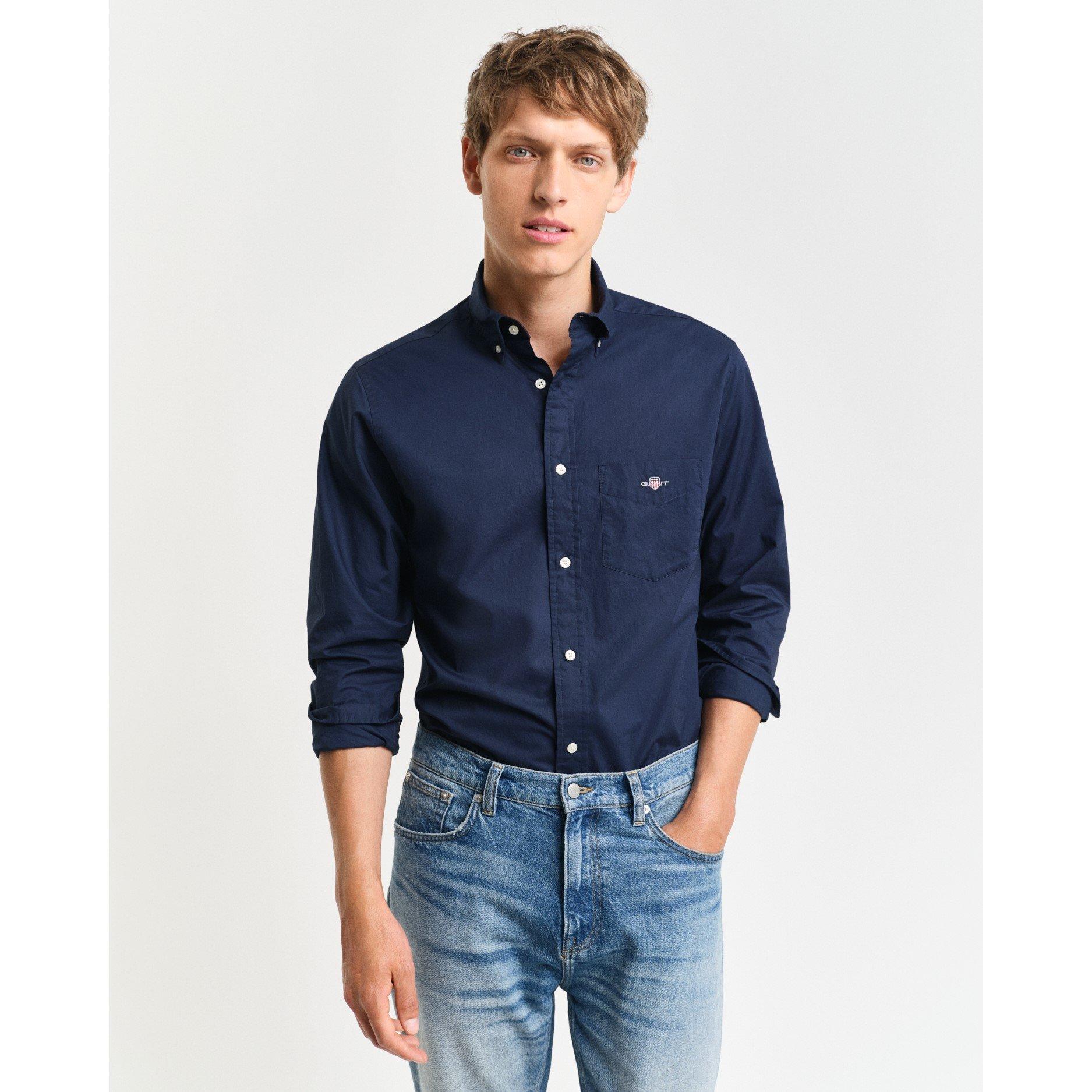 Marineblauw 410 - Gant - Regular Fit Poplin Shirt - 3