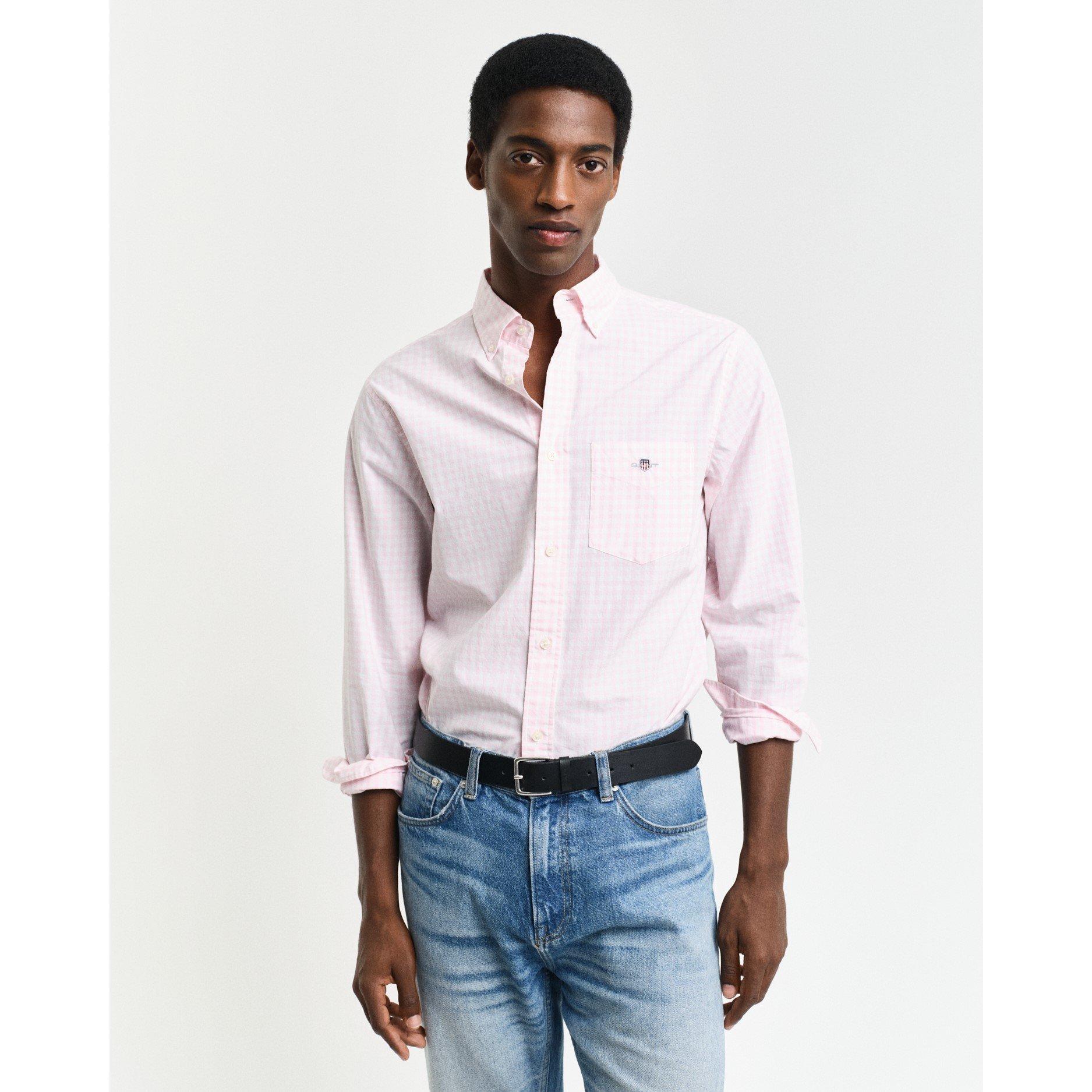Light Pink - Gant - Regular Fit Gingham Poplin Shirt - 3