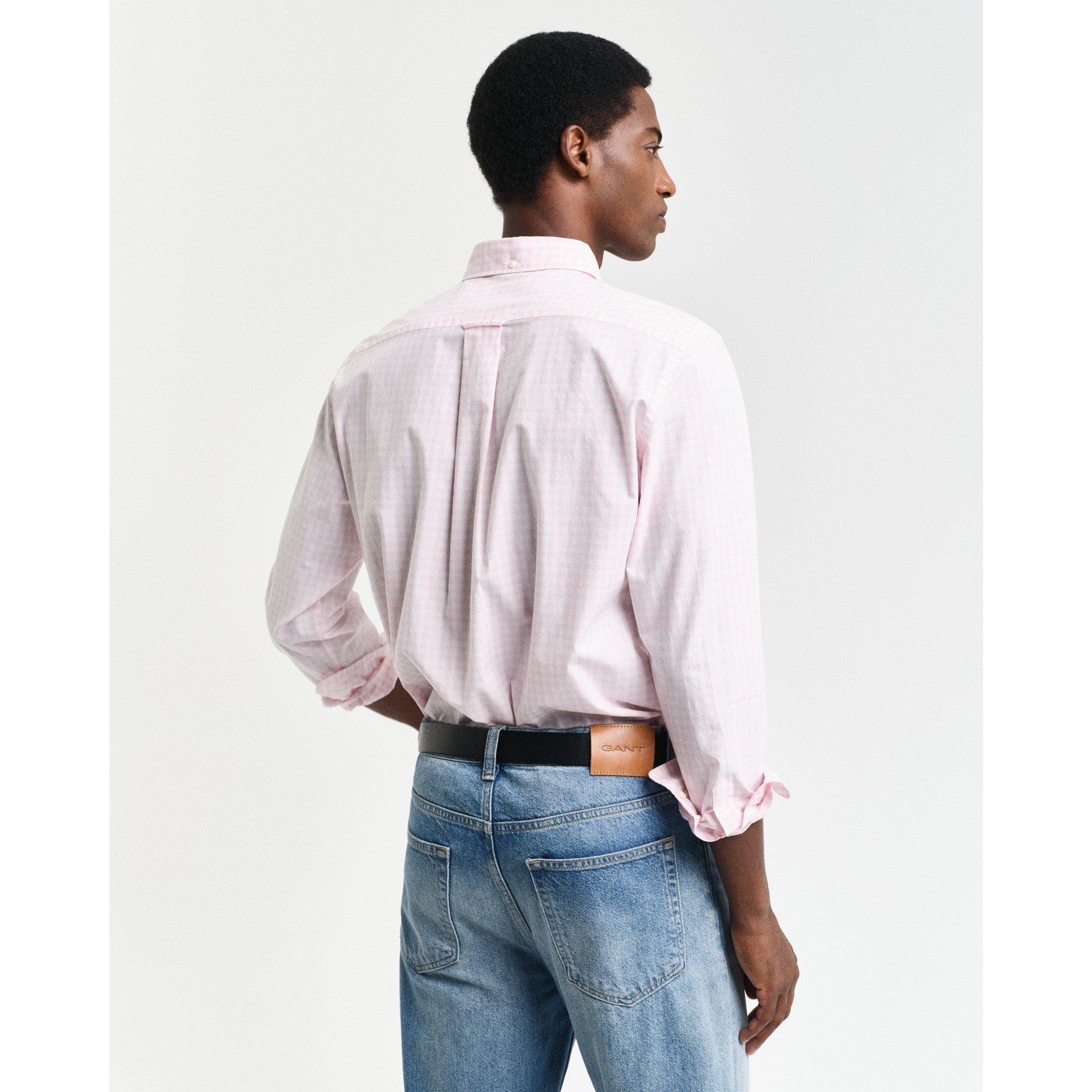 Light Pink - Gant - Regular Fit Gingham Poplin Shirt - 4