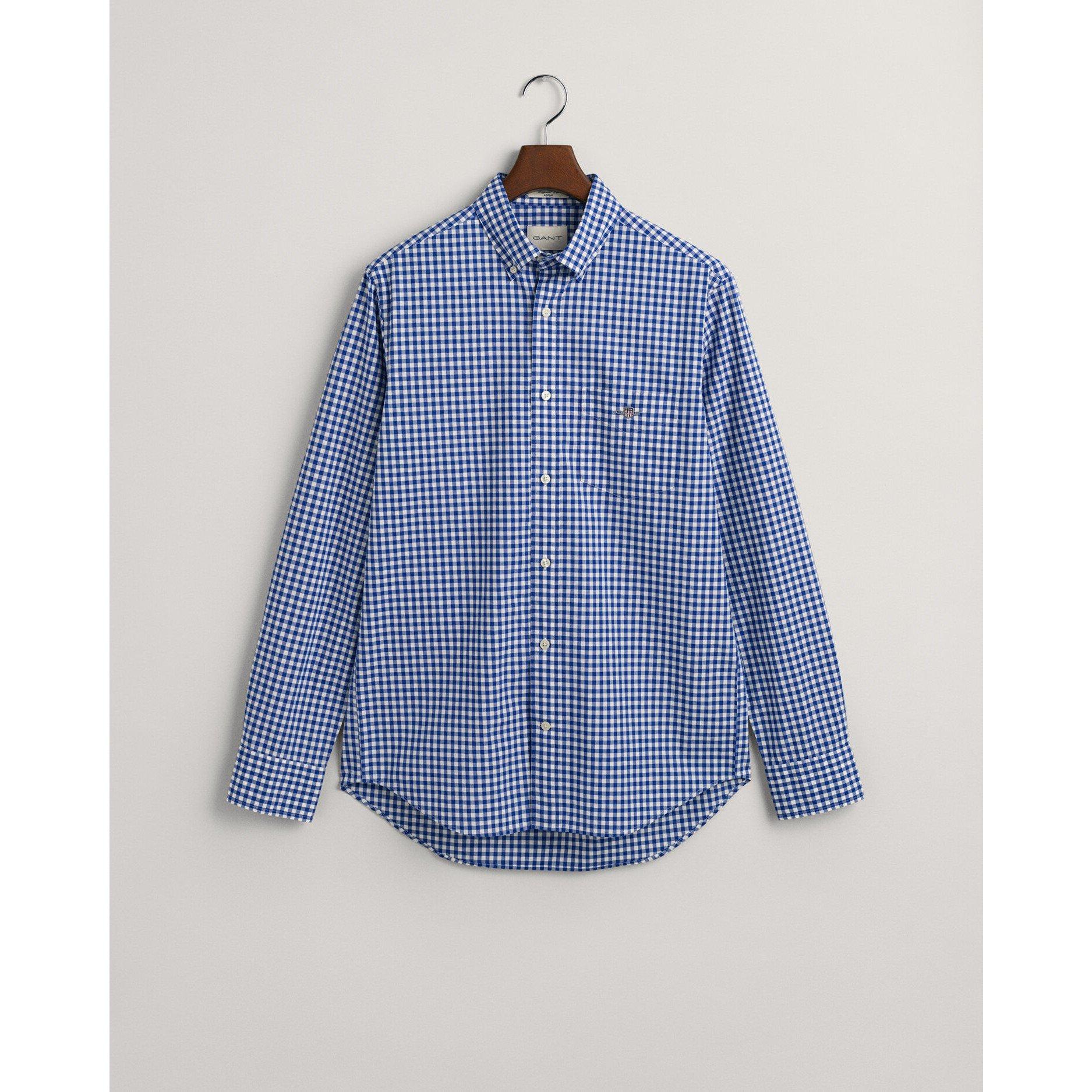 Gant Regular Fit Gingham Poplin Shirt - Mid Blue 436 - XL