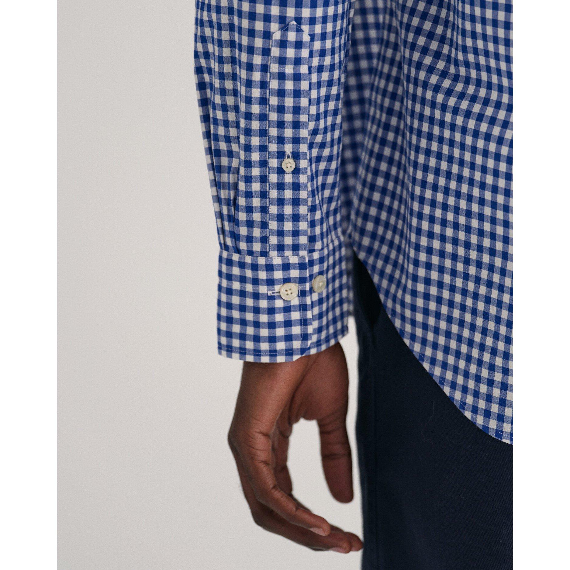 Middenblauw 436 - Gant - Regular Fit Gingham Poplin Shirt - 10