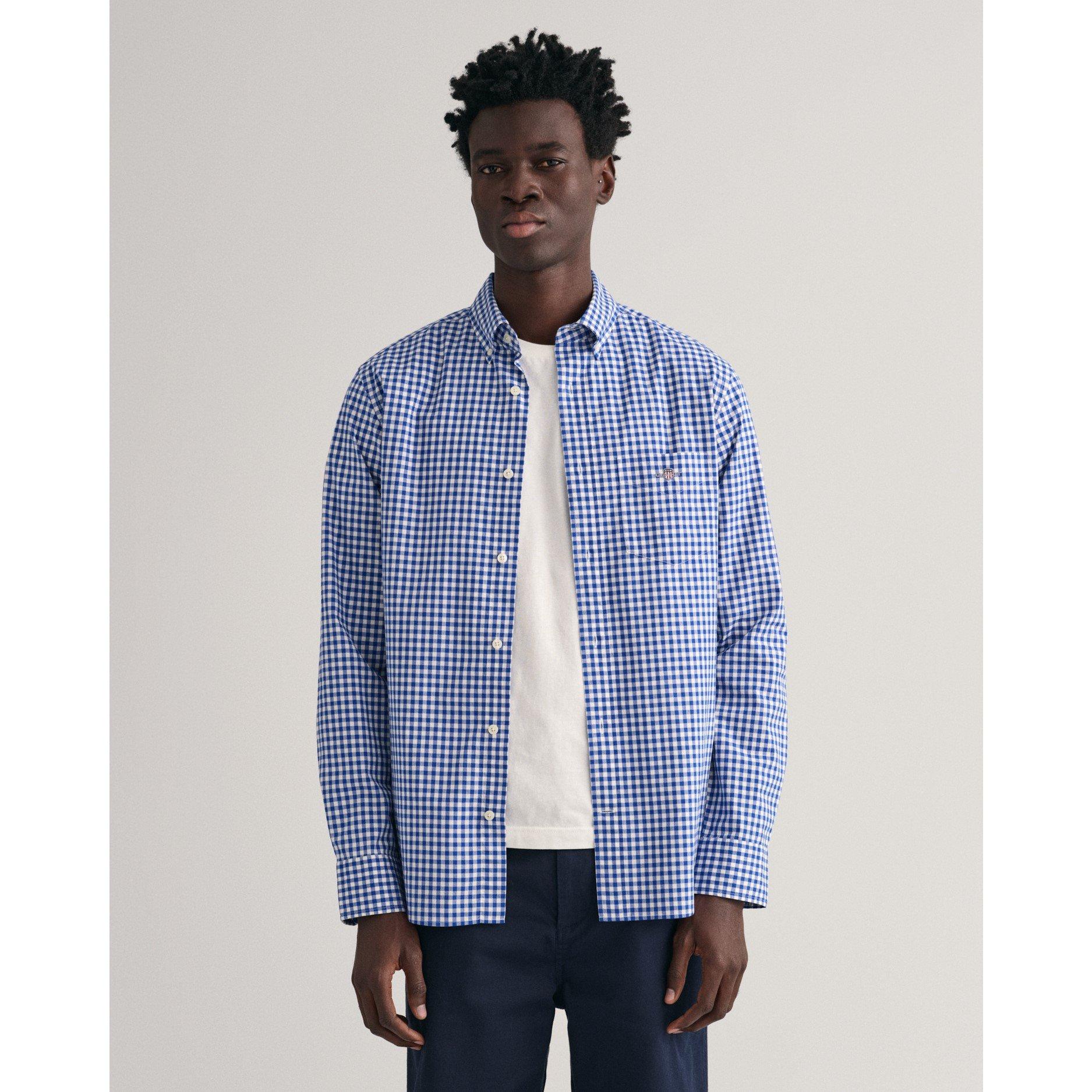 Middenblauw 436 - Gant - Regular Fit Gingham Poplin Shirt - 3