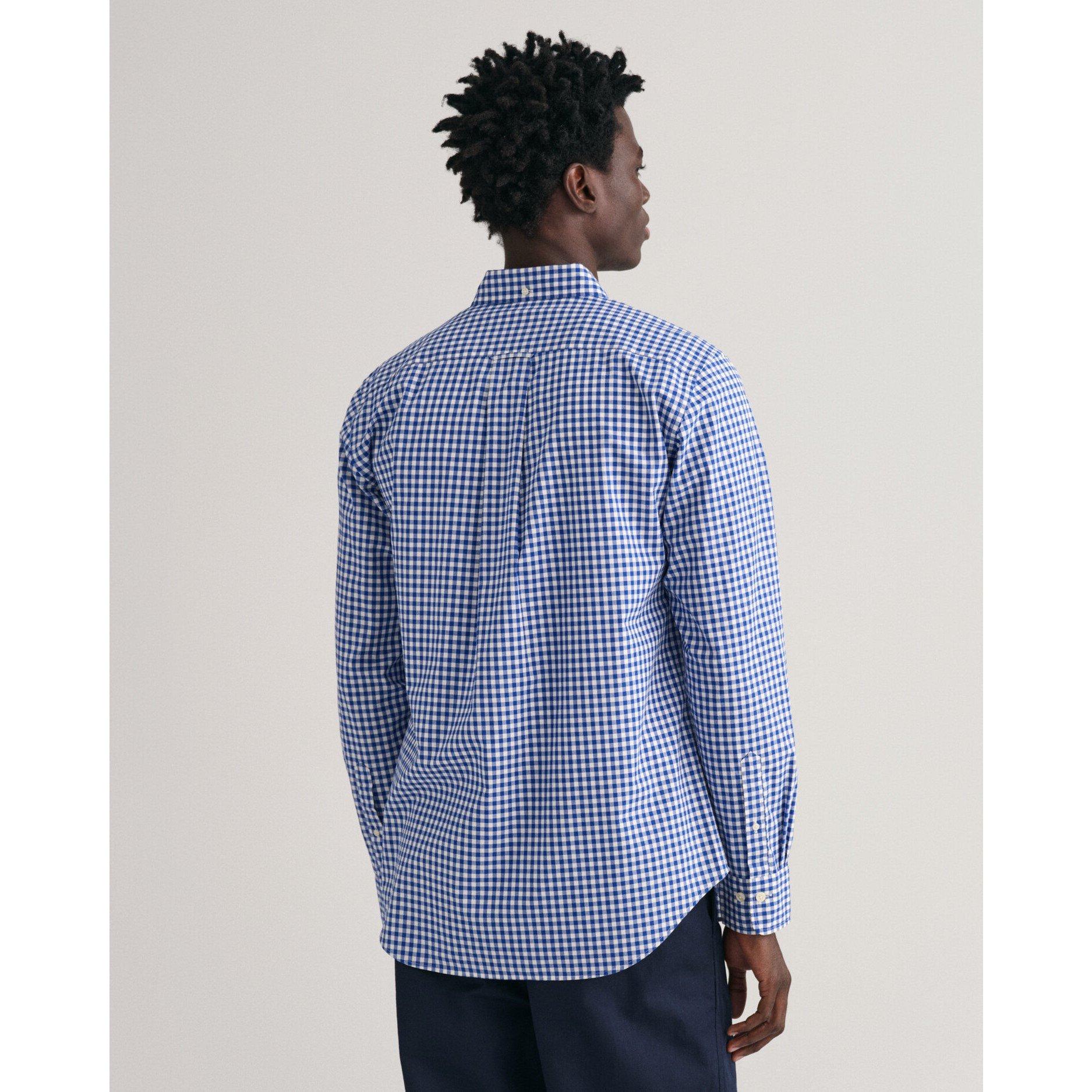 Middenblauw 436 - Gant - Regular Fit Gingham Poplin Shirt - 4