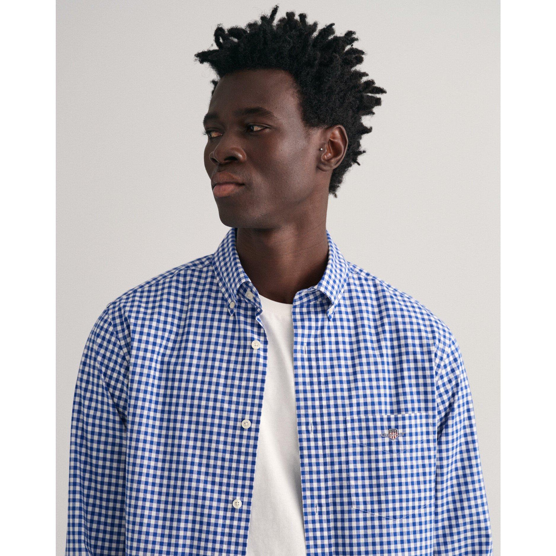 Middenblauw 436 - Gant - Regular Fit Gingham Poplin Shirt - 7