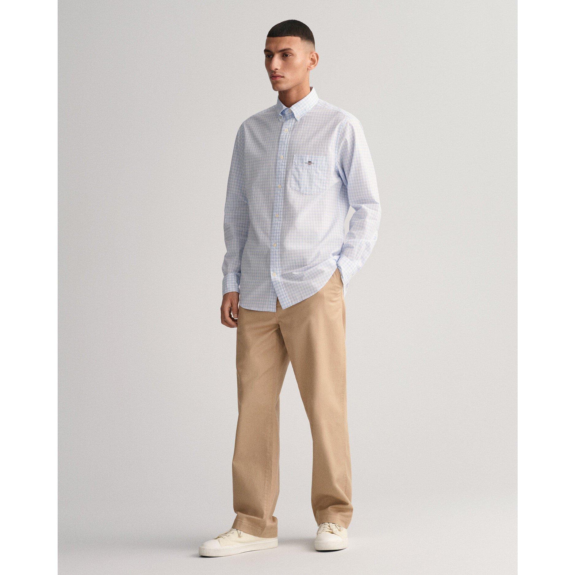 Blue 455 - Gant - Regular Fit Gingham Poplin Shirt - 10