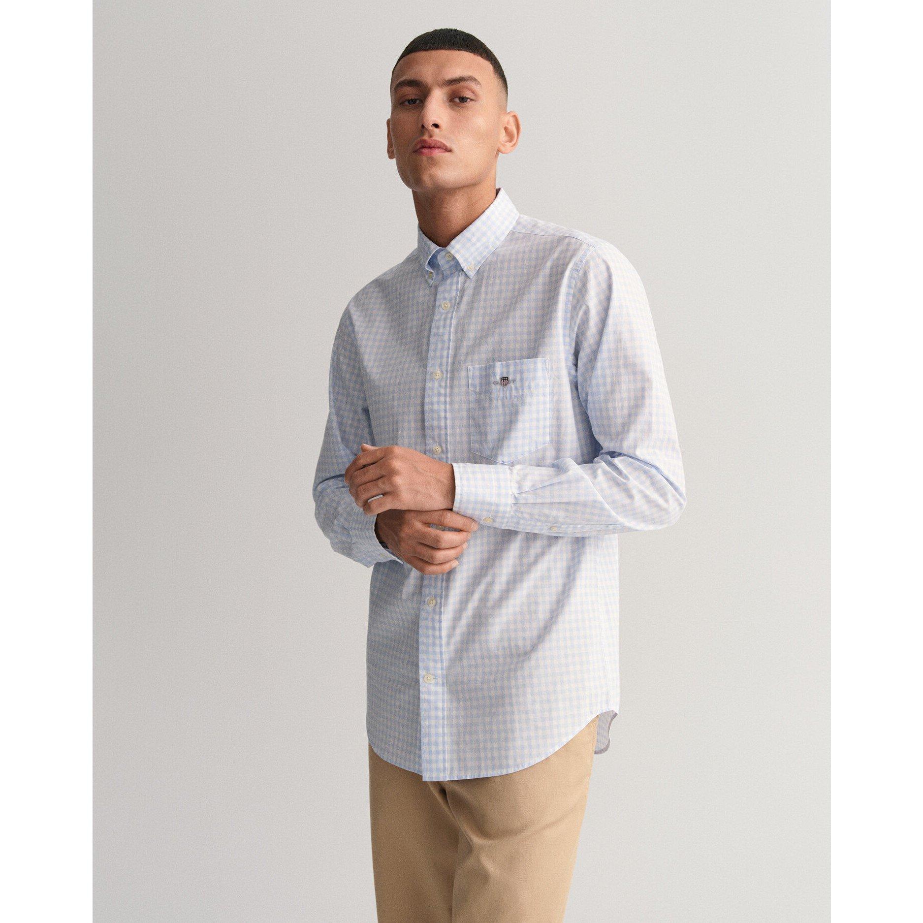 Blue 455 - Gant - Regular Fit Gingham Poplin Shirt - 11