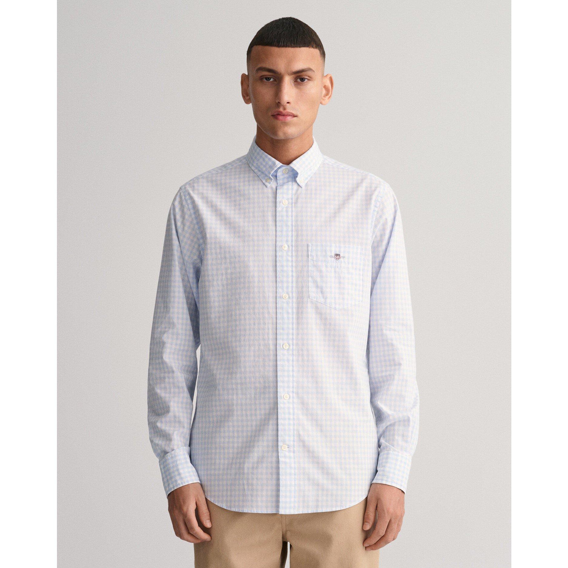 Blue 455 - Gant - Regular Fit Gingham Poplin Shirt - 3