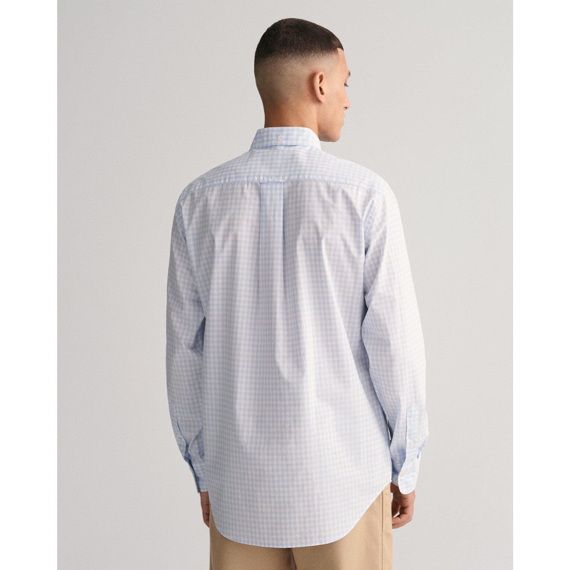 Blue 455 - Gant - Regular Fit Gingham Poplin Shirt - 4