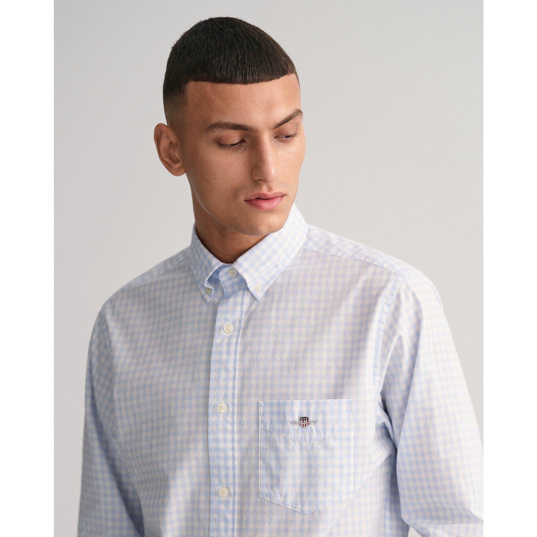 Blue 455 - Gant - Regular Fit Gingham Poplin Shirt - 5
