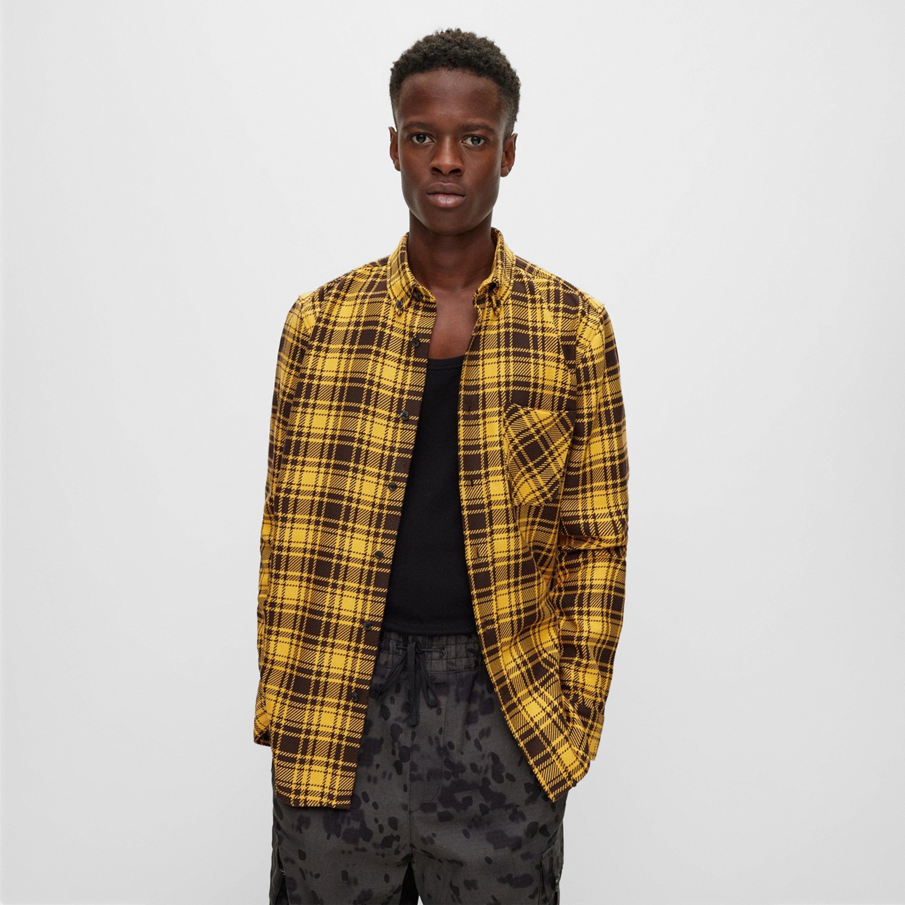 Med Yellow 720 - Hugo - Men's Ermann Long Sleeve Patterned Shirt - 2