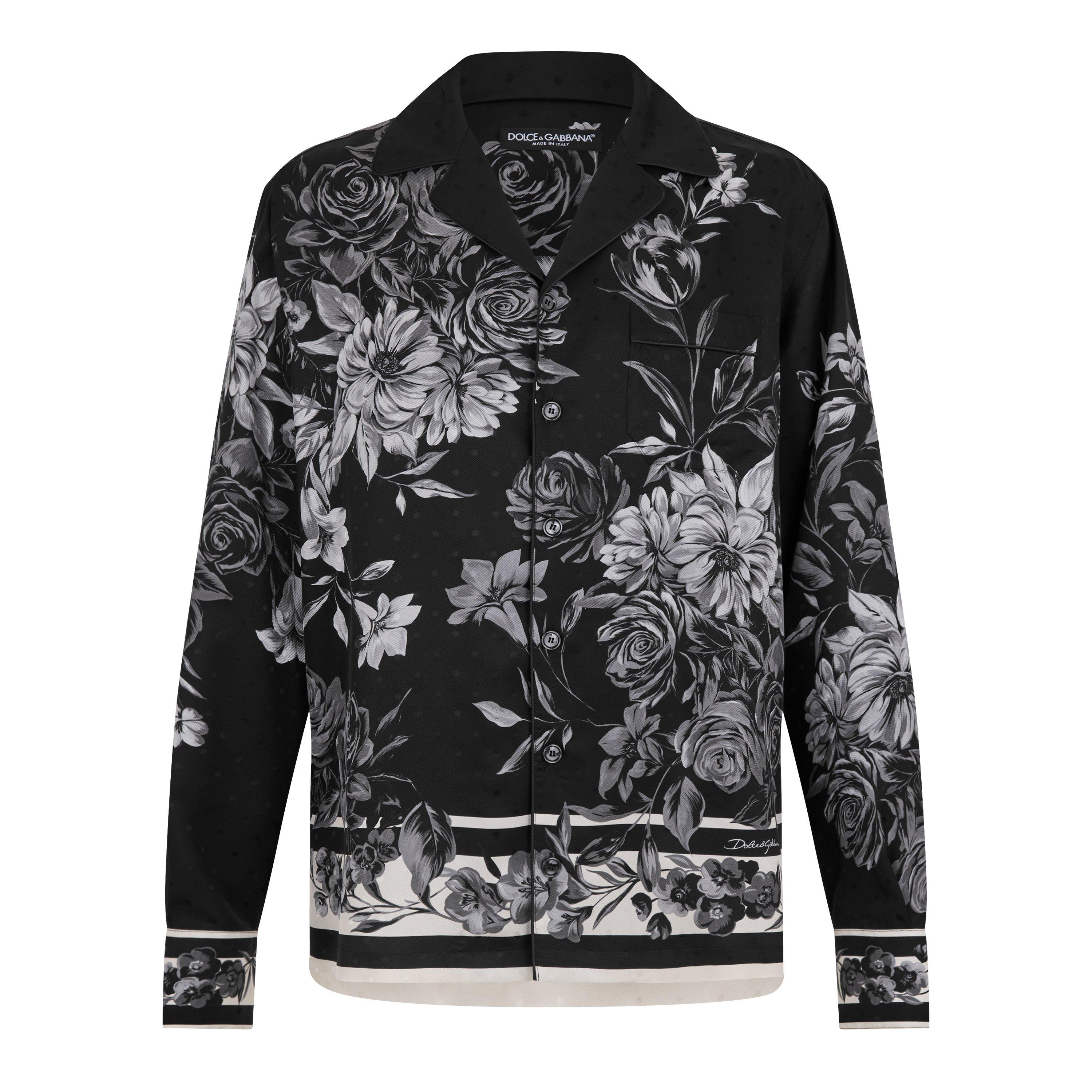 Dolce and Gabbana Men's Bouquet Long Sleeve Patterned Shirt - Black - S